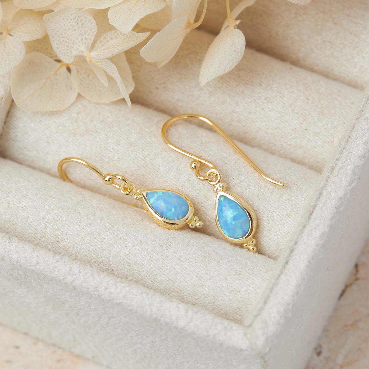 Serein Opal Earrings 14K Gold Dangle Earrings for Women - Elegant Gift for Birthday, Anniversary & Special Occasions
