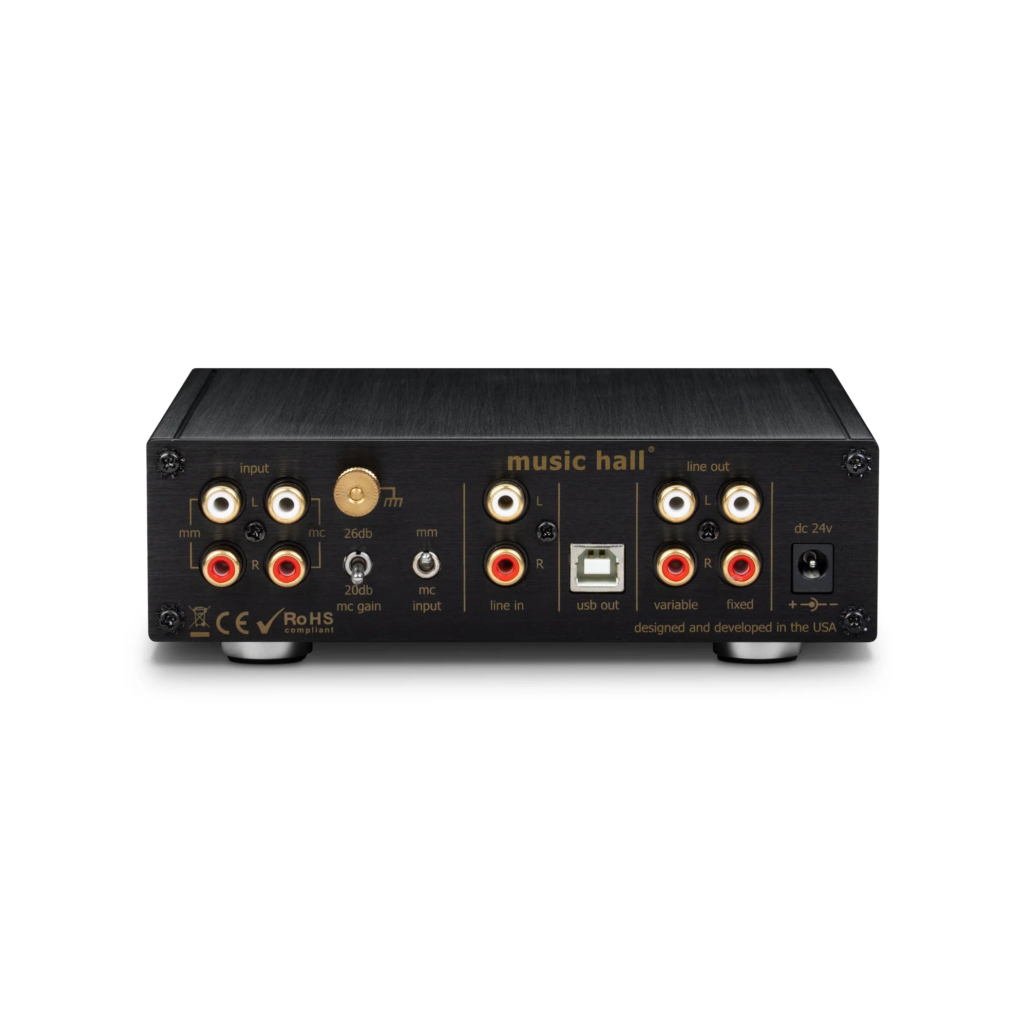 Music Hall PA2.2 Phono Preamplifier with A2D Converter & Headphone Amp - Perfect for Vinyl Record Players & Home Audio Systems