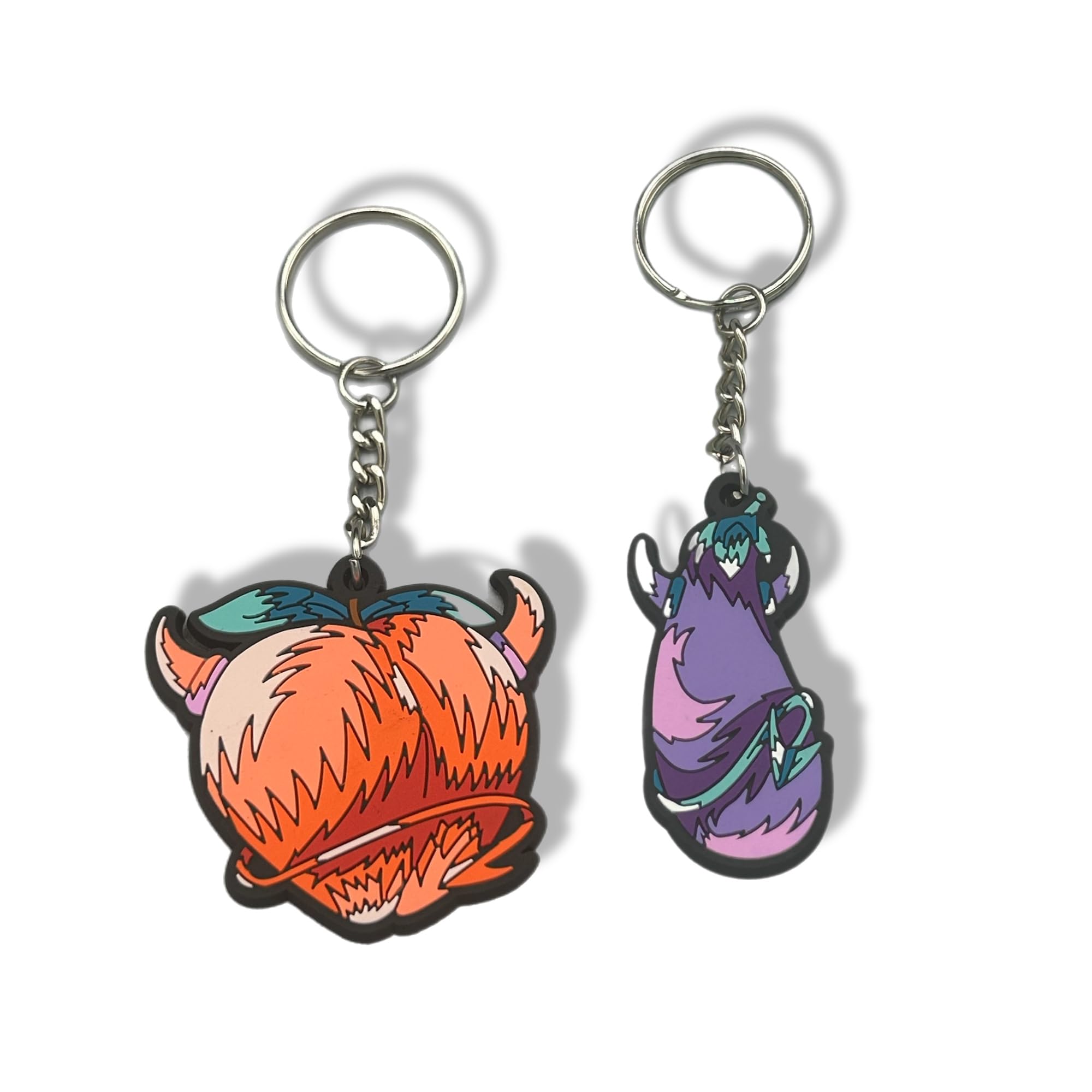 LOKEY 4-Inch Peach Keychain with Devil Horns & Tail - Funny PVC Fruit Keyring for Adults, Unique Food Lover's Gift - Perfect for Halloween Costumes, Cosplay Accessories & Kawaii Bag Charms