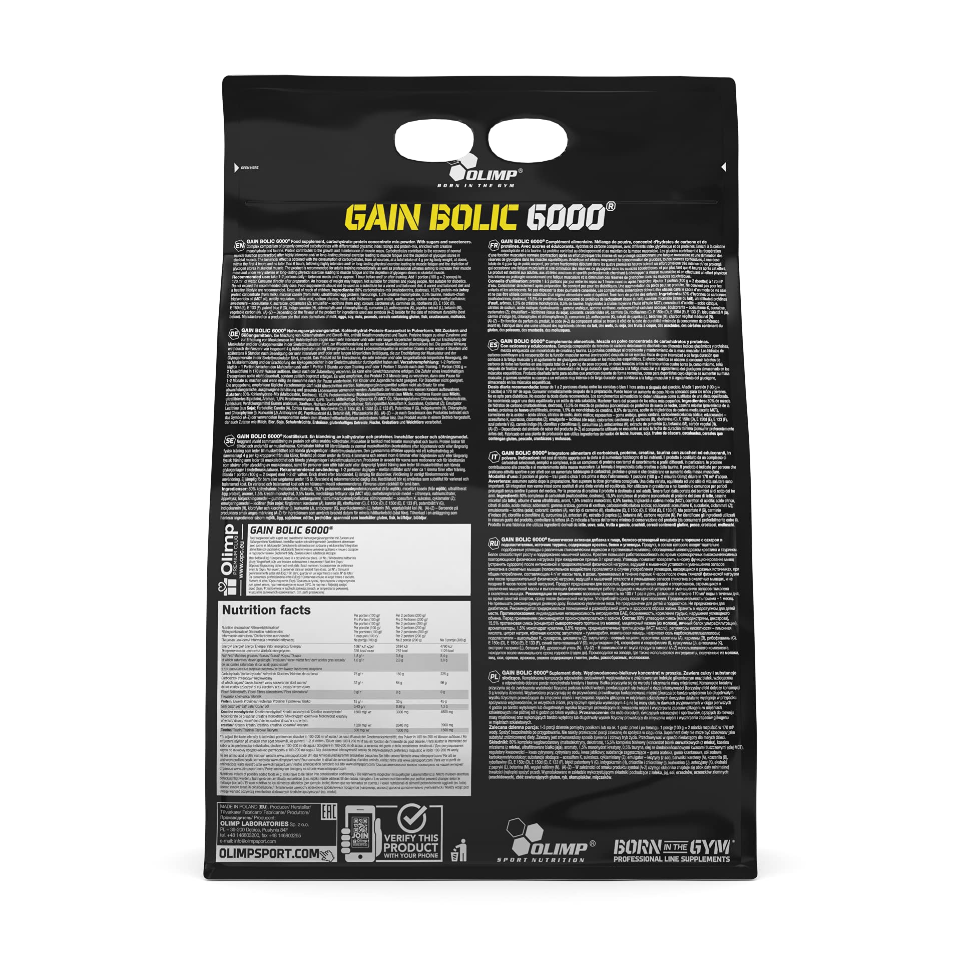 Olimp Sport Nutrition Gain Bolic 6000 - 6800g Cookies & Cream Flavor Mass Gainer for Muscle Building & Weight Gain - Perfect for Post-Workout Recovery & Bodybuilding
