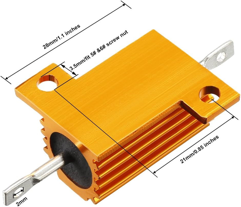 25W 6Ohm Load Resistors for LED Bulbs - Fix Rapid Flash Issues in Car & Motorcycle Turn Signals | Compatible with LED Conversion Kits & Aftermarket Lights