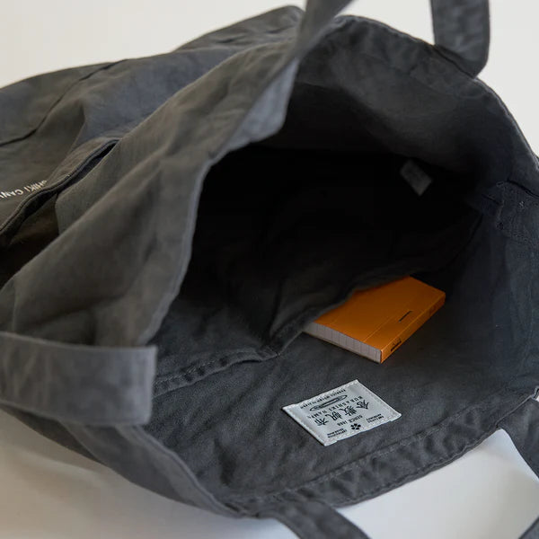 Kurashiki Hampu Canvas Shoulder Tote Bag - Sumi Iro (Ink Black) Japanese Cotton Tote | Durable & Stylish for Work, Travel & Shopping