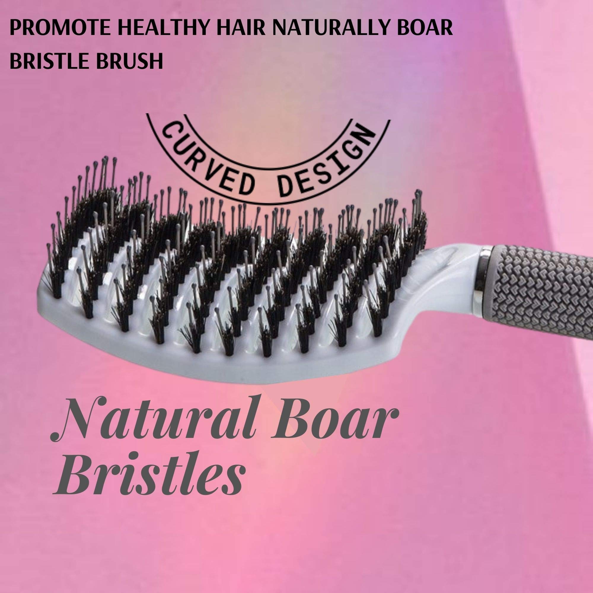 Premium Curved Vented Boar Bristle Hair Brush - Anti-Static Detangling Styler for Thick, Fine & Curly Hair | Wet/Dry Use | Fast Blow Drying | Long & Short Hair Care | Perfect for Salon Styling & Home Use