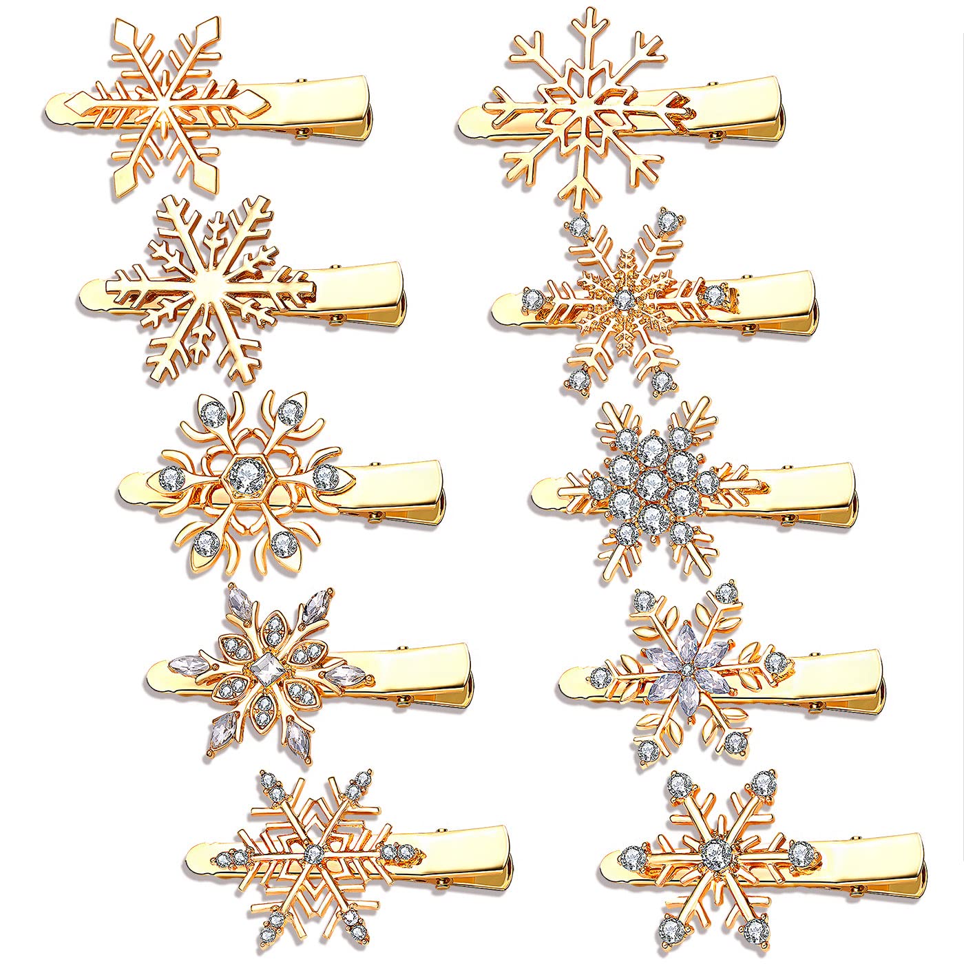 Sparkling Gold Rhinestone Snowflake Hair Clips for Women & Girls - Elegant Christmas Hair Accessories, Winter Party Hairpins, Festive Holiday Gifts (Perfect for Christmas Celebrations, New Year Parties & Winter Weddings)