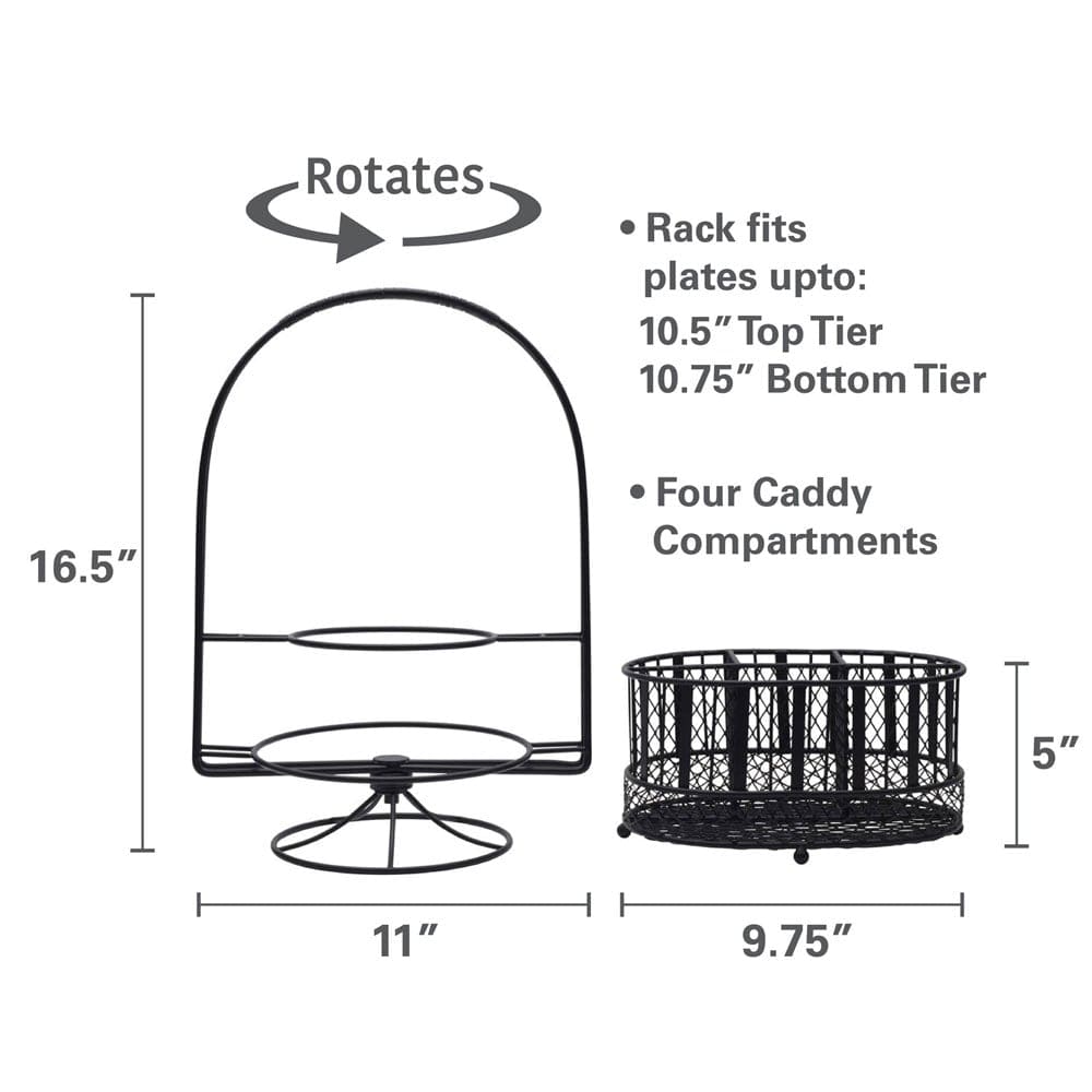 Rotating Band & Stripe Buffet Storage Caddy - Perfect for Kitchen, Dining Room, and Party Hostess Organization
