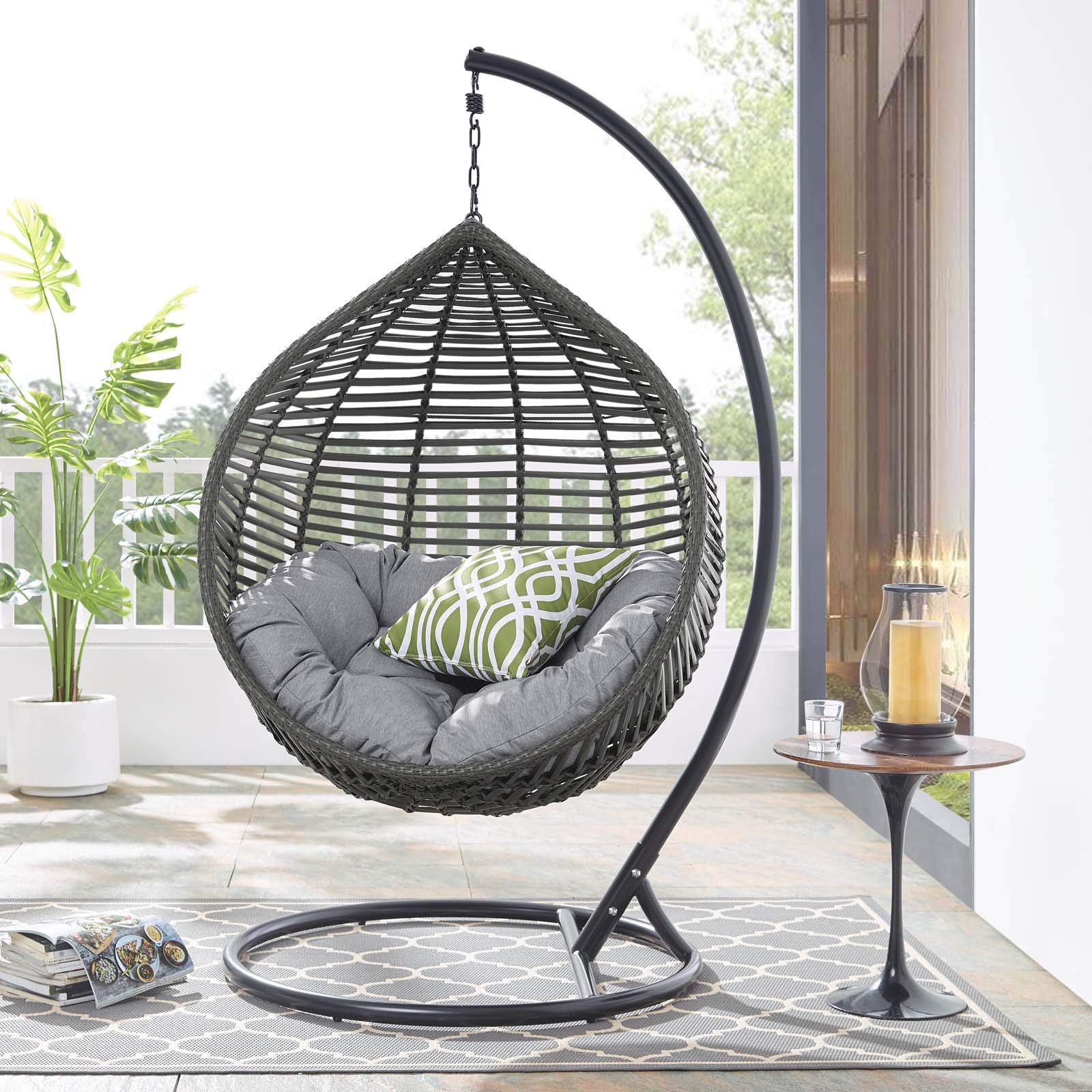 Modern Outdoor Patio Swing Chair - Durable Steel Frame with Comfortable Fabric Cushions, Gray - Perfect for Garden, Backyard, Poolside & Relaxation
