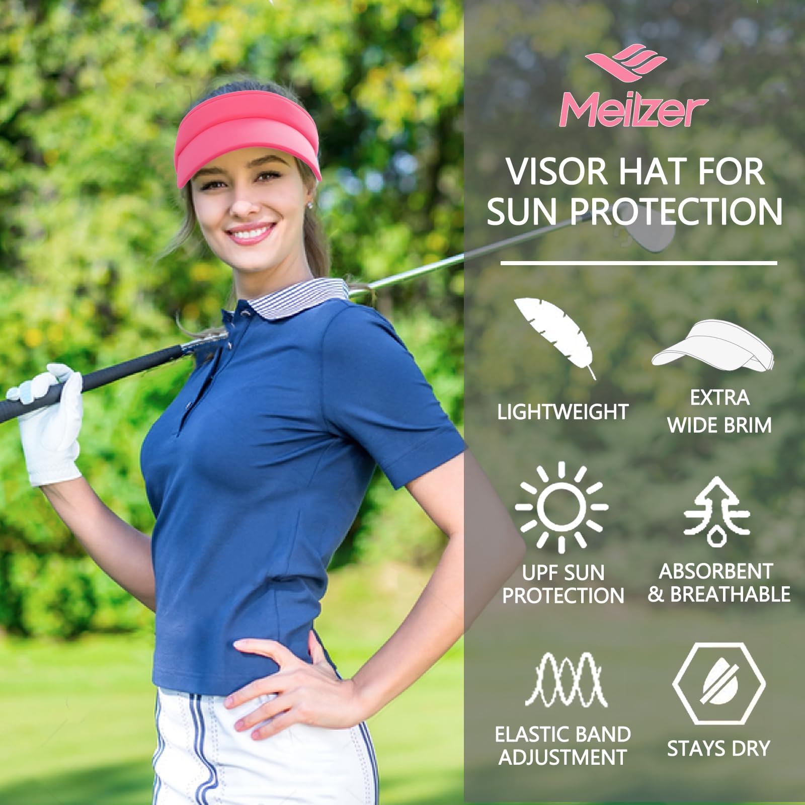 UPF 50+ Sun Protection Visor Hats for Women & Men - Adjustable Wide Brim Sports Cap for Golf, Running, Hiking & Outdoor Activities - Breathable Mesh Design for Summer Sun Safety