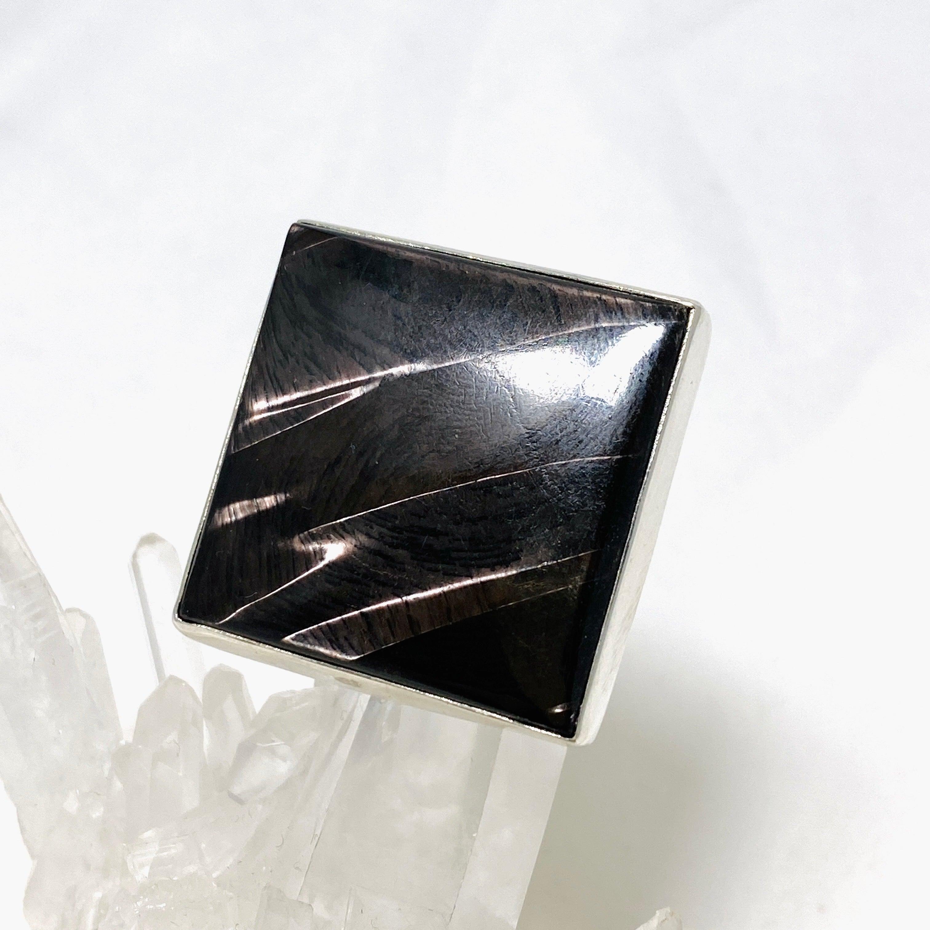 Hypersthene Square Split Band Ring for Women - Size 10 Sterling Silver Gemstone Jewelry KRGJ3154 | Perfect for Everyday Wear, Gift Giving & Special Occasions