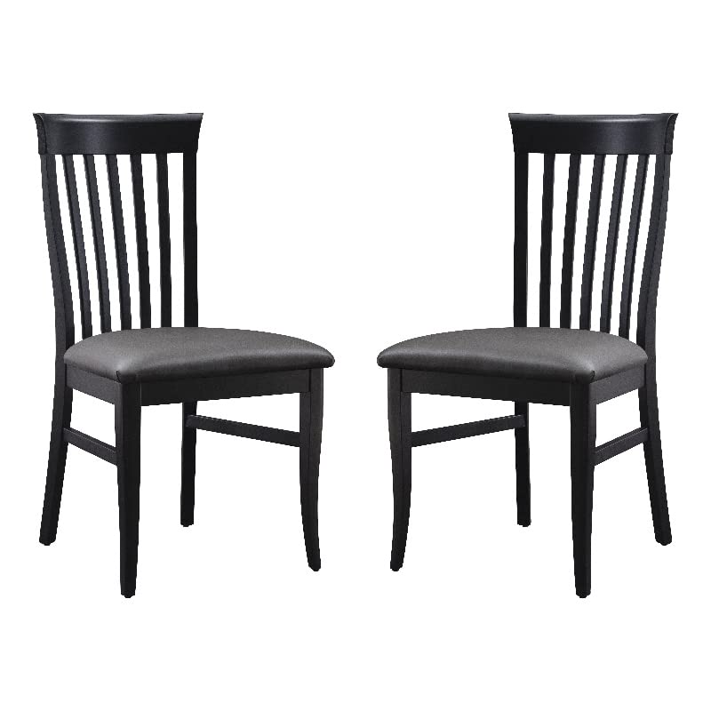 Linon Rafe Wood Commercial Grade Set of 2 Black Dining Chairs - Sturdy & Stylish for Restaurants, Cafes & Home Kitchens