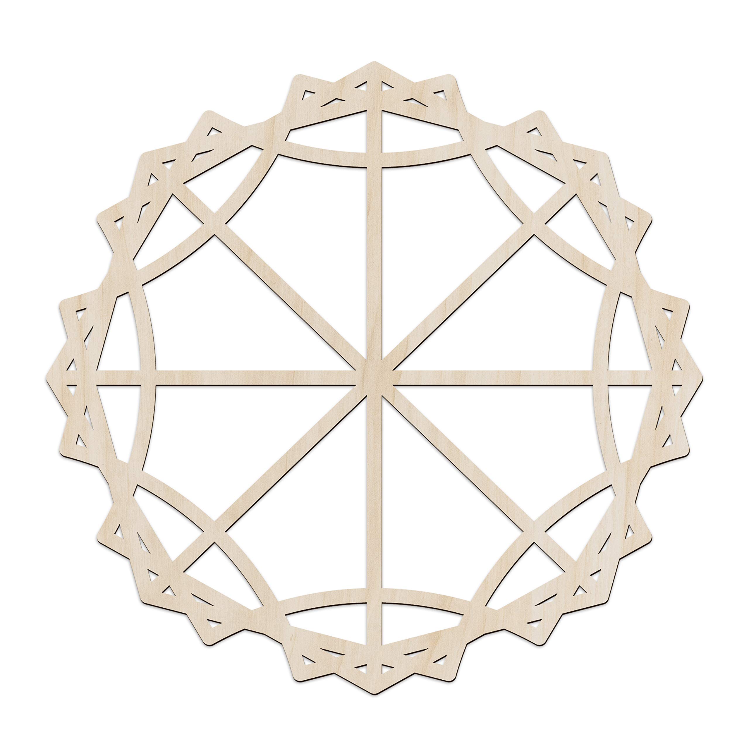 Ambesonne Mandala Wooden Wall Art - Geometric Triangle Boho Circular Design, Handmade Birch Plywood Rustic Decor for Hallway, Bedroom, Living Room, Office & Cafe - 11.4