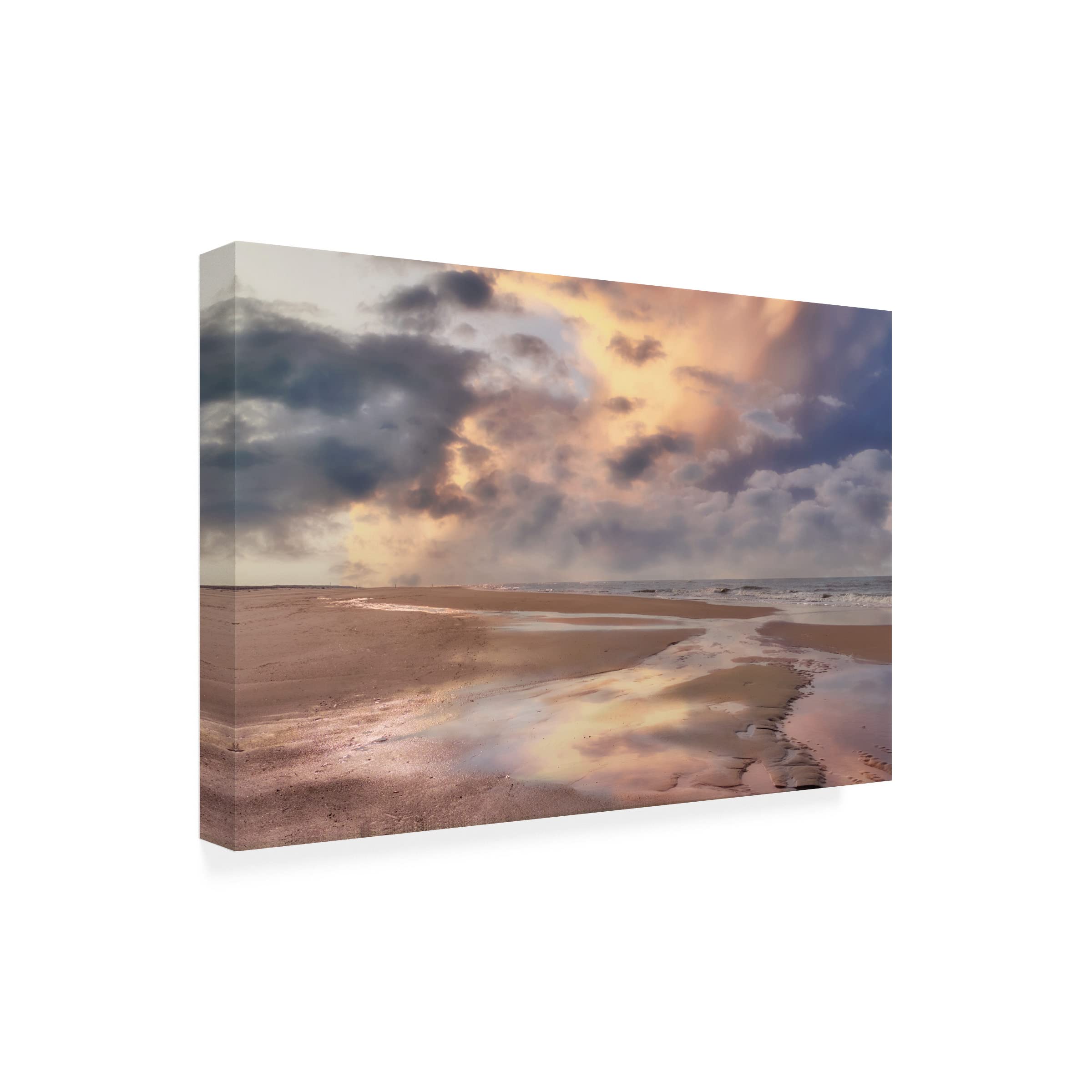 Trademark Fine Art 'Beach with Cloudy Sky' Canvas Wall Art Print by Cora Niele - Coastal Home Decor for Living Room, Bedroom & Office