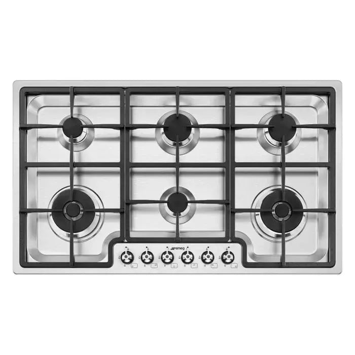 Smeg 90cm Classic 6 Burner Gas Cooktop - Stainless Steel Professional Range for Home Kitchen | Perfect for Cooking, Baking & Entertaining