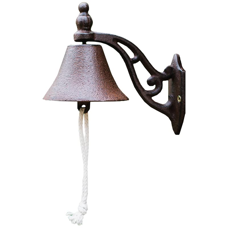 Vintage Cast Iron Doorbell Wall Bell - Heavy Duty Indoor/Outdoor Hand Rattle Wind Chime for Garden, Courtyard & Porch - European Style Retro Decoration for Home, Farmhouse & Cottage Style Decor