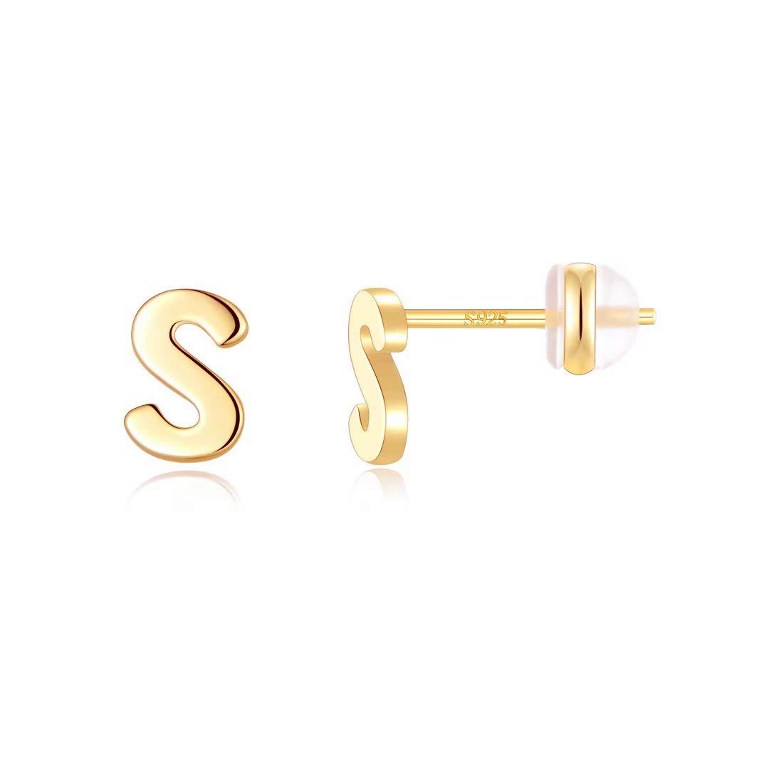 925 Sterling Silver Initial Stud Earrings for Women - Hypoallergenic Small Letter Earrings - Dainty Personalized Jewelry Gift for Her - Perfect for Everyday Wear, Date Nights & Special Occasions