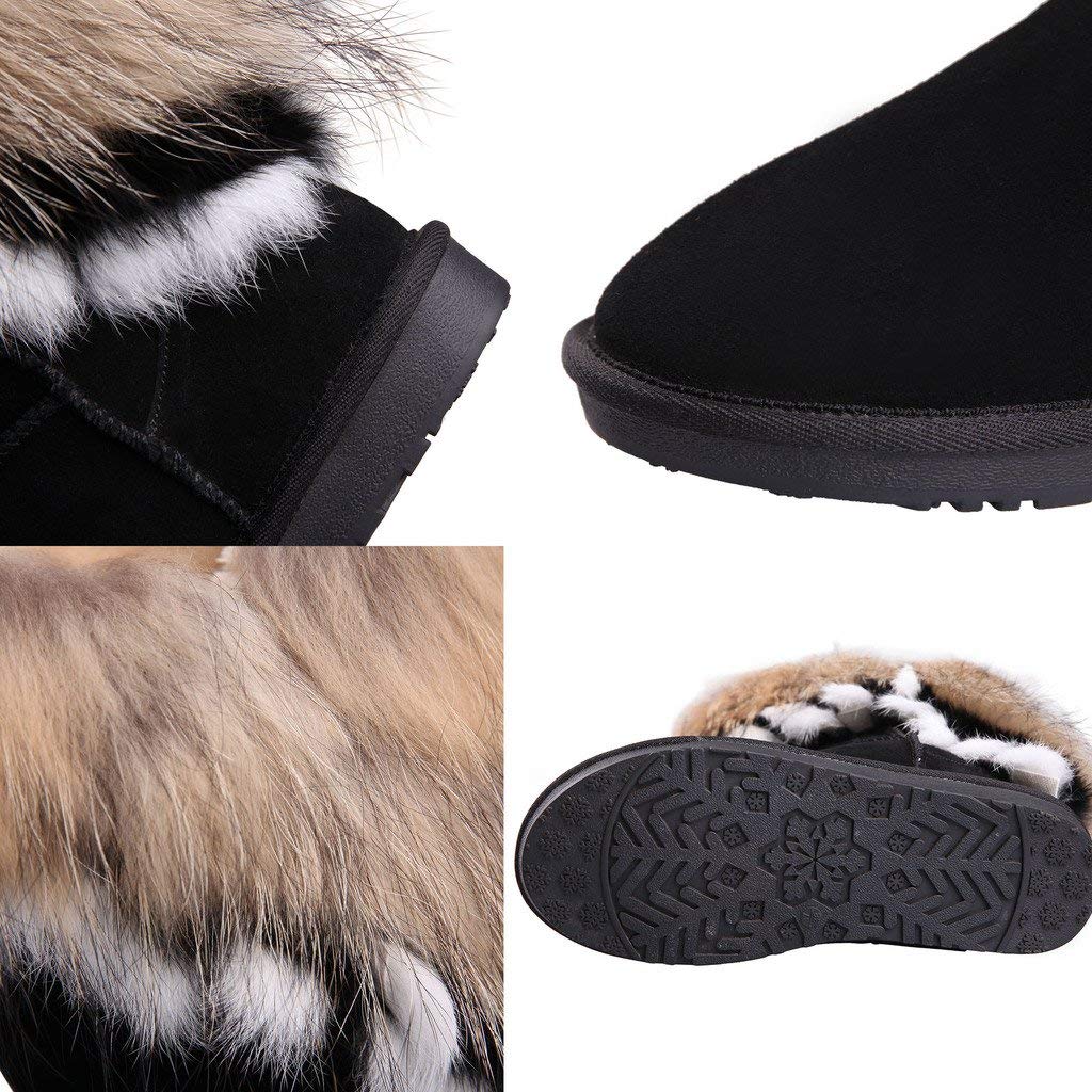 APHNUS Women's Mid Calf Winter Boots - Genuine Cow Leather with Fur Lining, Waterproof Snow Boots for Cold Weather | Perfect for Snowy Days, Outdoor Activities & Casual Winter Fashion