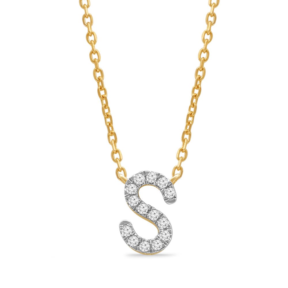 14K Yellow Gold Diamond Initial Charm Necklace - Personalized Classic Jewelry for Women | Perfect Gift for Birthday, Anniversary & Valentine's Day