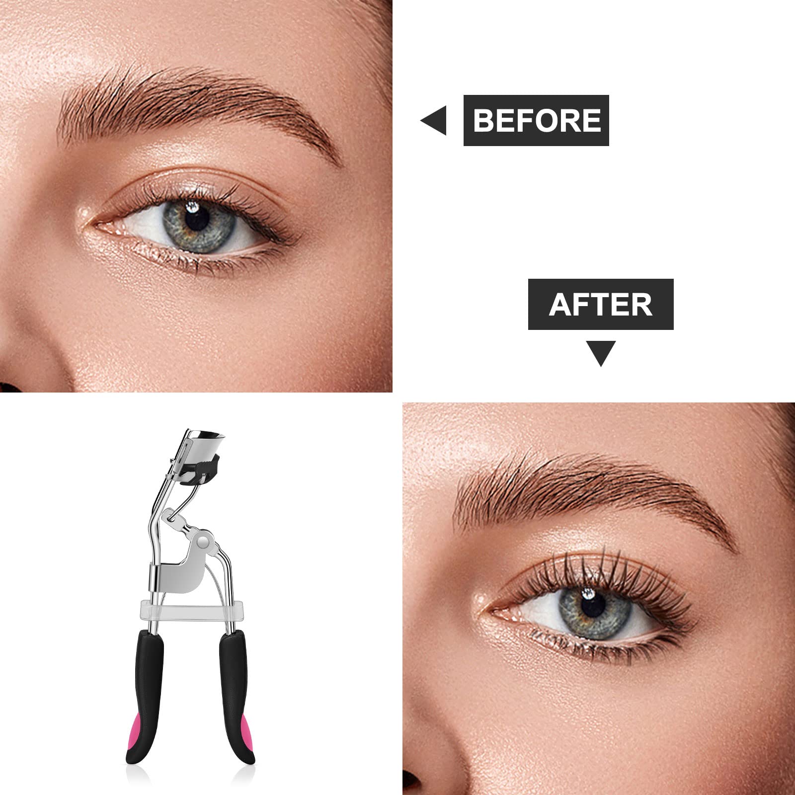Best Eyelash Curler for All Eye Shapes - Curved Lash Curler with Comb, Natural Long-Lasting Eyelash Curling Tool for Women (Black) | Perfect for Daily Makeup, Bridal Looks & Professional Salon Use
