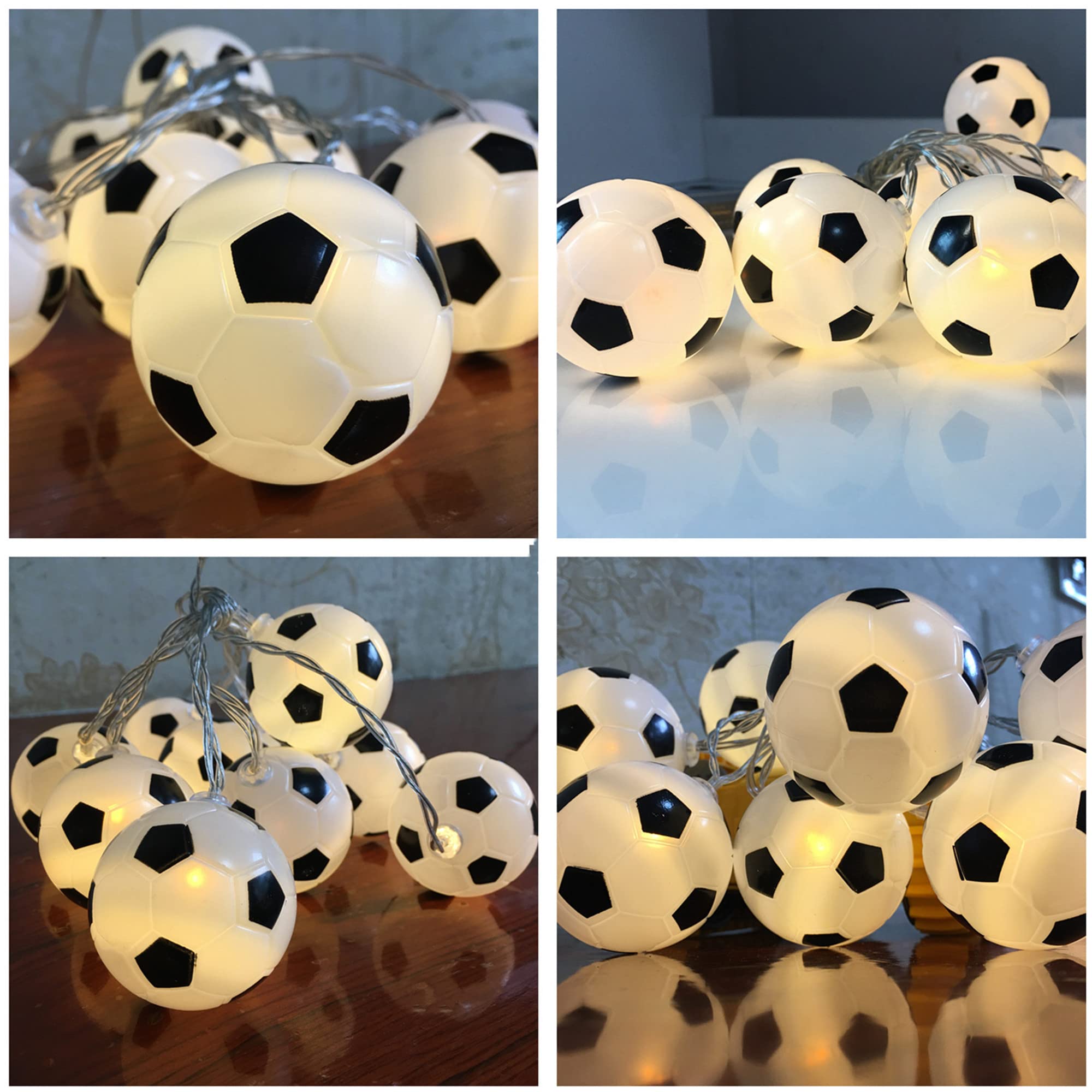 Soccer Ball String Lights - 10 LED Battery Fairy Lights for Kids' Room Decor | Birthday Christmas Party Gift