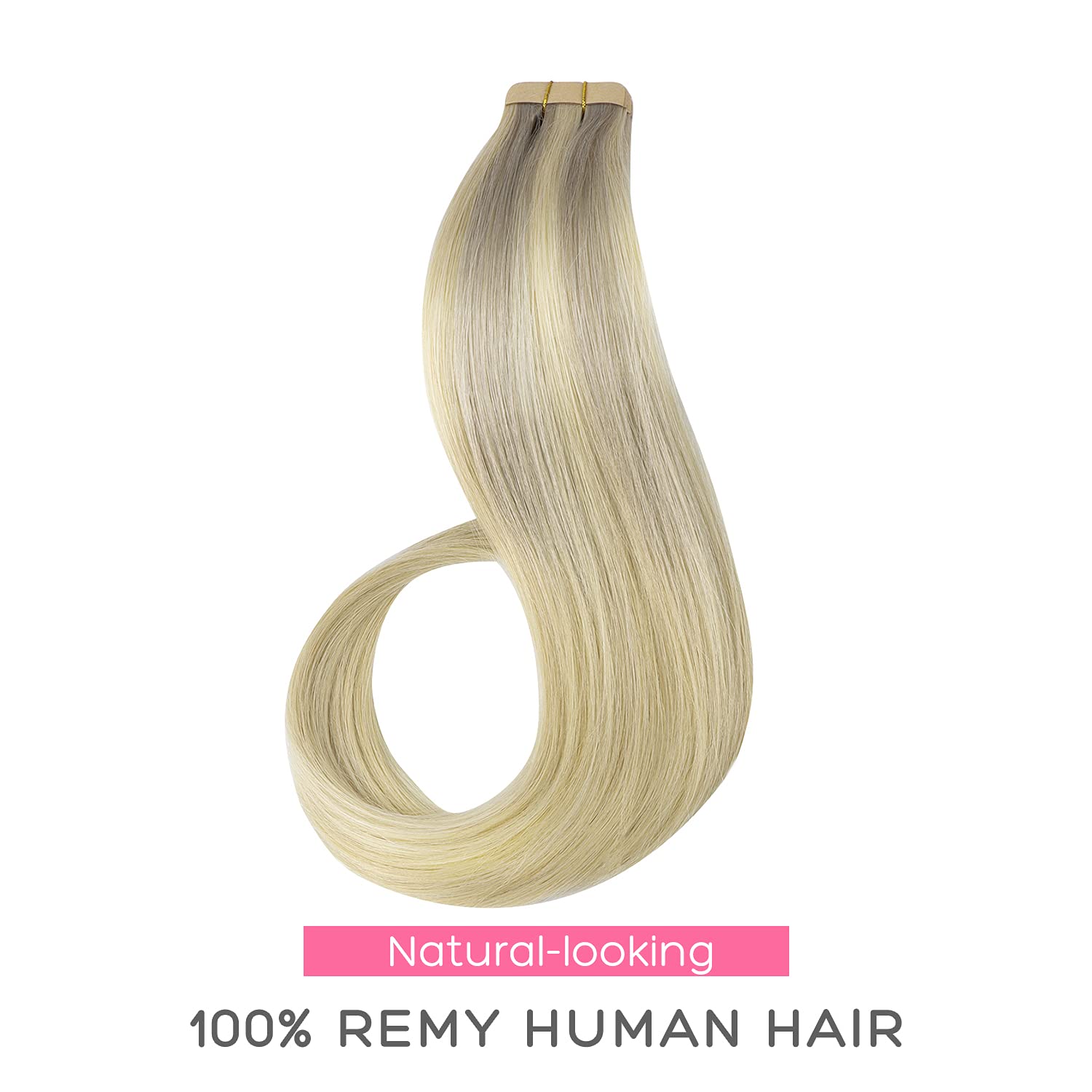 Marat 20-Inch Tape in Hair Extensions - Ash Blonde, Golden Blonde & Platinum Blonde | 50g Real Human Hair | Natural Straight Tape-Ins for Volume & Length | Perfect for Weddings, Parties & Daily Styling