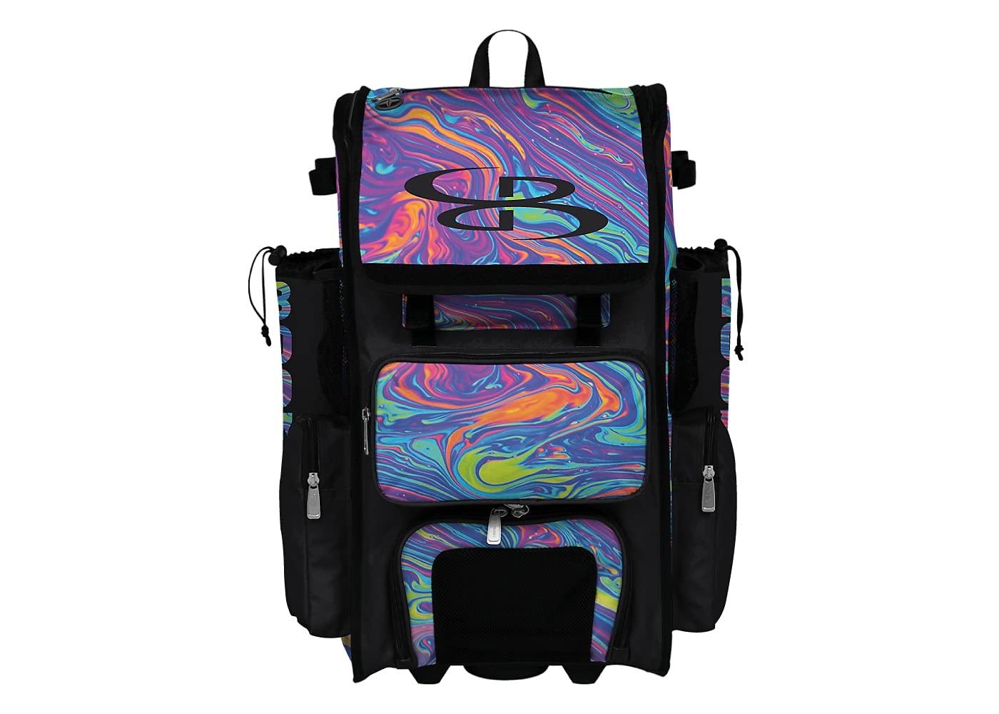 Boombah Superpack Hybrid Rolling Bat Bag - Lava 2.0 Wheeled Backpack for Baseball & Softball | Durable Multicolor Sports Equipment Storage for Games & Travel