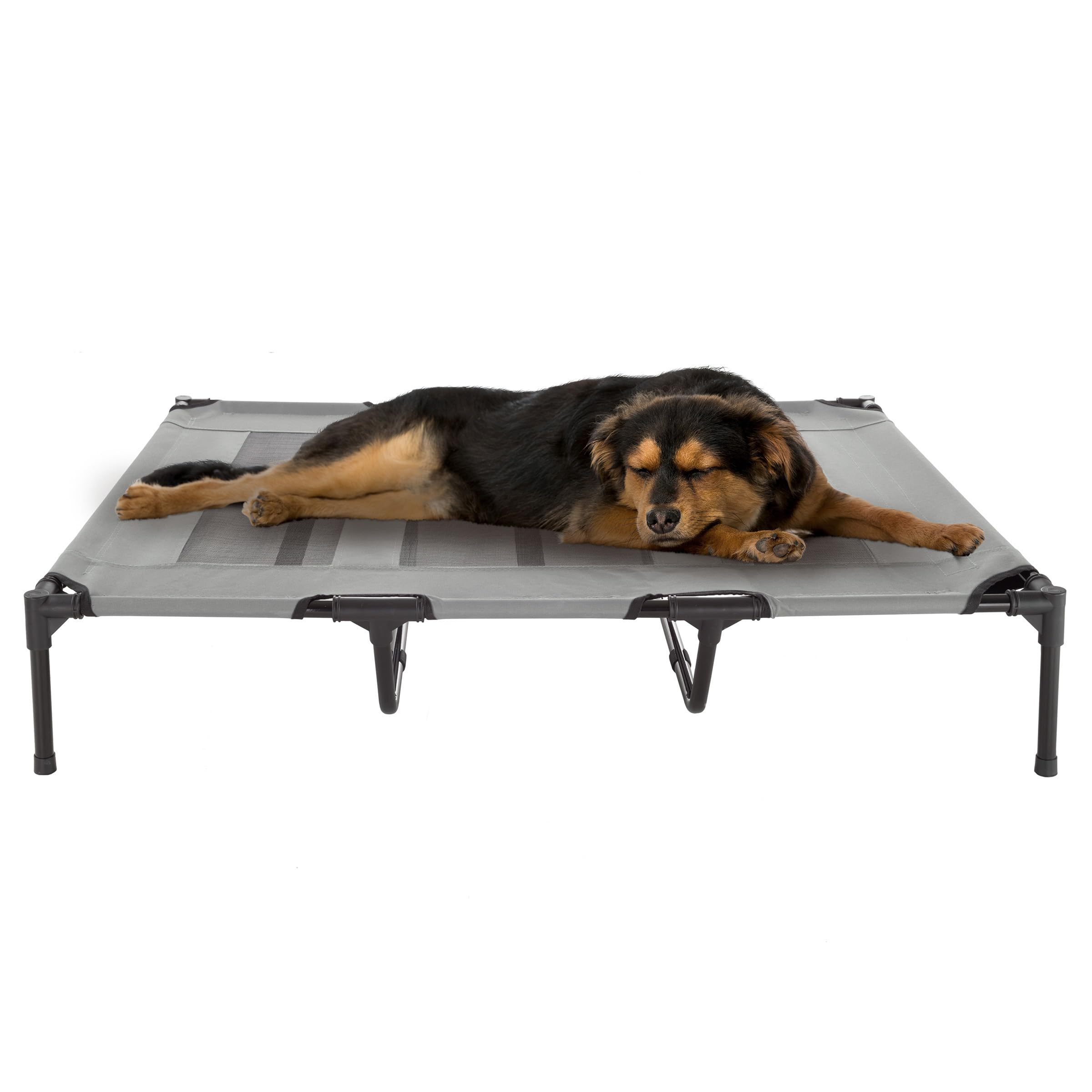 Premium Elevated Dog Bed - 48x35.5 Inch Portable Pet Cot with Non-Slip Feet - Indoor/Outdoor Cooling Dog Bed for Large Dogs up to 110lbs - Perfect for Camping, Patio & Home Use - PETMAKER (Gray)
