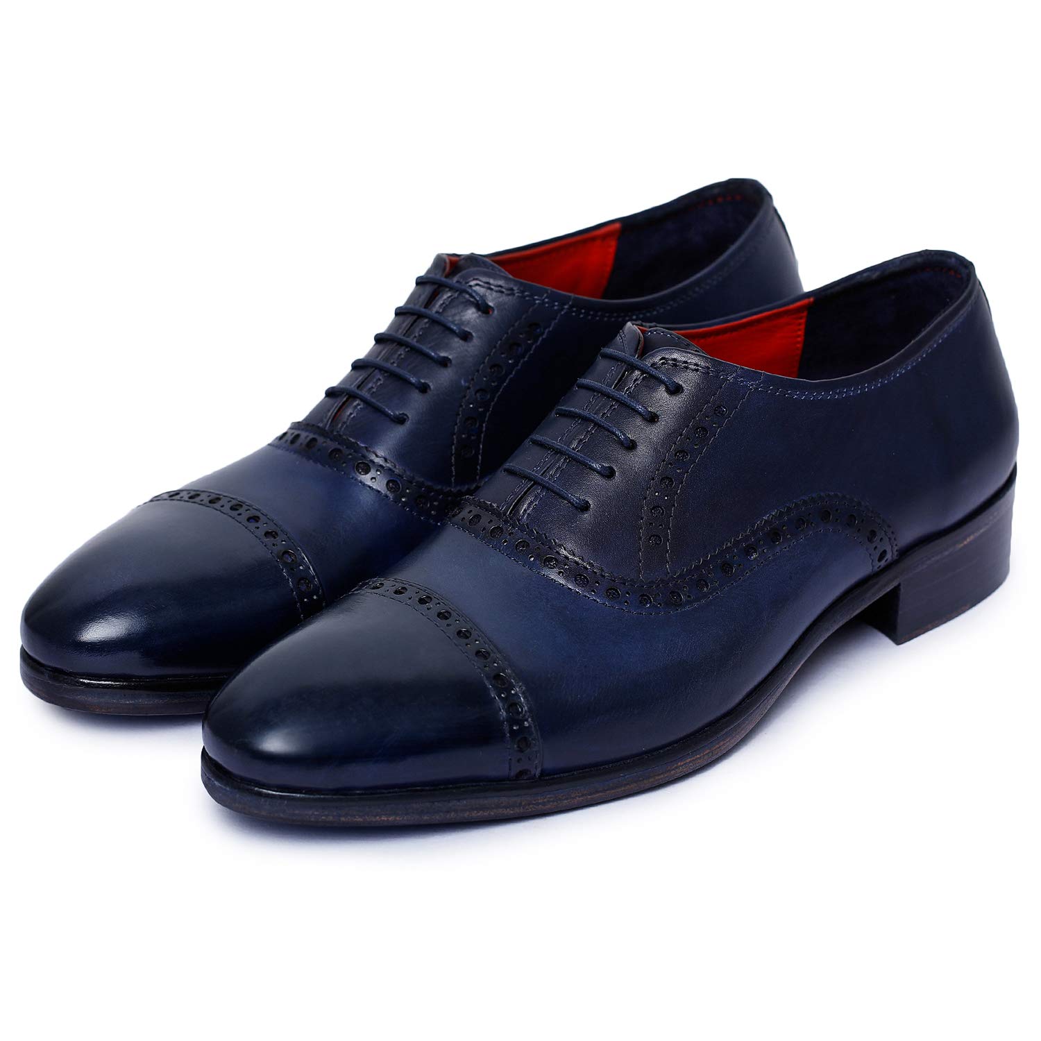 Premium Genuine Leather Men's Classic Cap Toe Oxford Dress Shoes – Handcrafted Lace-Up Formal Shoes for Business, Weddings & Special Occasions