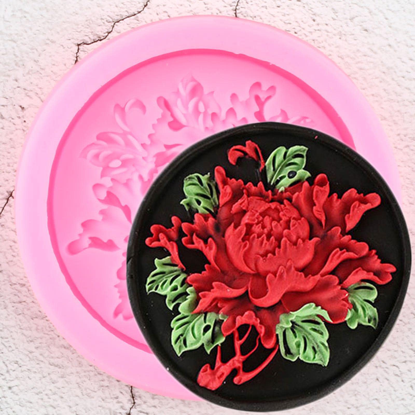 Premium Silicone Molds for Resin Art - Peony Flower Round Relief Fondant Molds | Wedding Cake Decorating Tools | DIY Cookie, Candy, Clay & Chocolate Molds | Perfect for Baking, Cake Decorating & Craft Projects