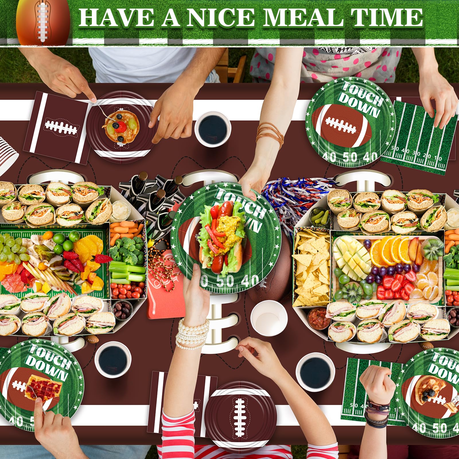 24-Piece Football Party Decorations Kit - Super Bowl & Tailgate Supplies in Brown & Maroon | Includes Banner, Plates, Cups, Tablecloth | Perfect for Game Day Celebrations & Sports Themed Events