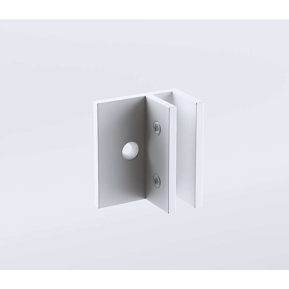 100cm Frameless Shower Screen with White Brackets & Stainless Steel Hinges - Square Double Pull Handle for Modern Bathroom, Wall to Wall Glass Enclosure for Walk-in Showers