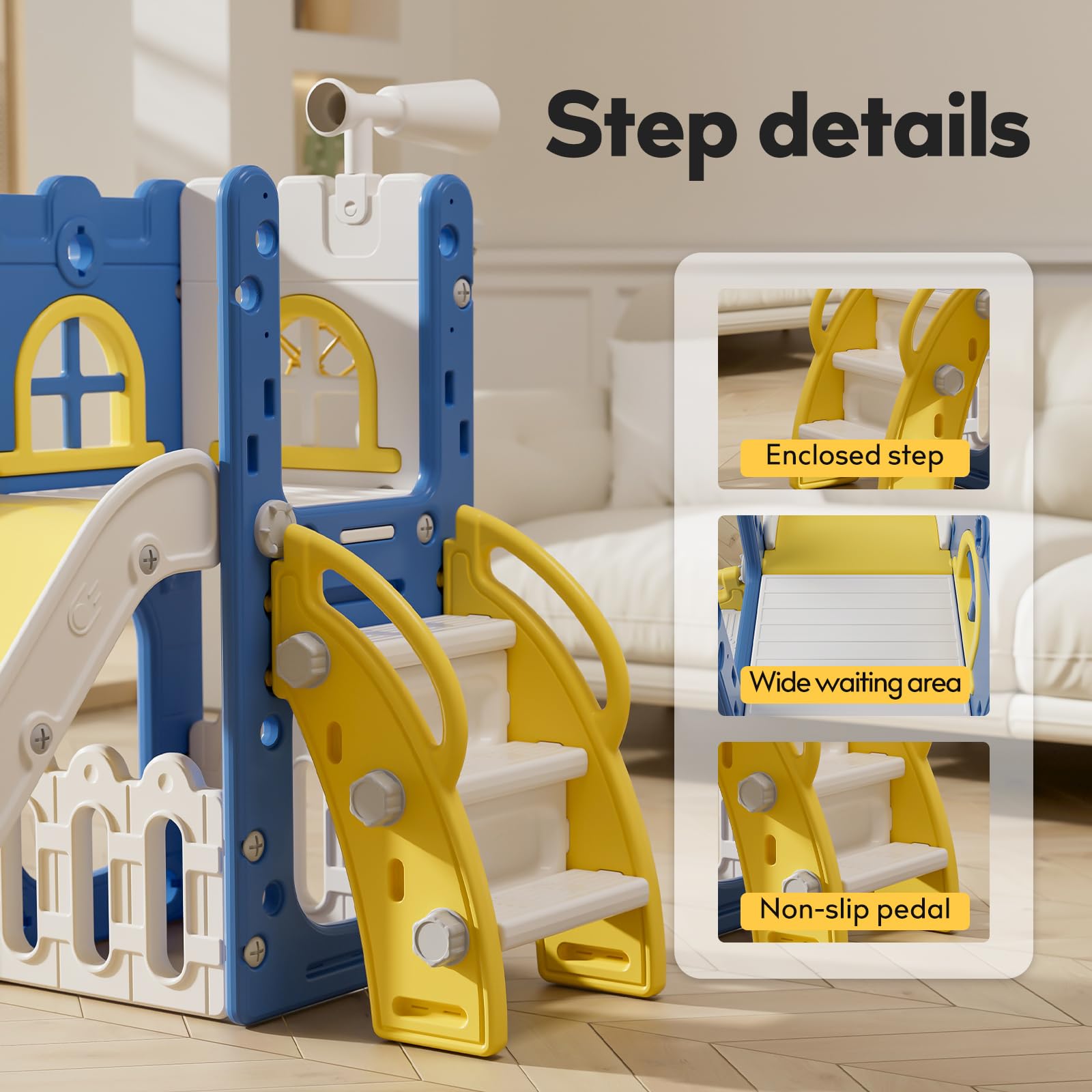 **Best Toddler Slide for Indoor & Outdoor Play - Kids Slide Playset with Storage & Non-Slip Steps - Safe & Fun Gift for Boys & Girls Ages 1-3 (Blue & Yellow) - Perfect for Backyards, Playrooms & Daycares**