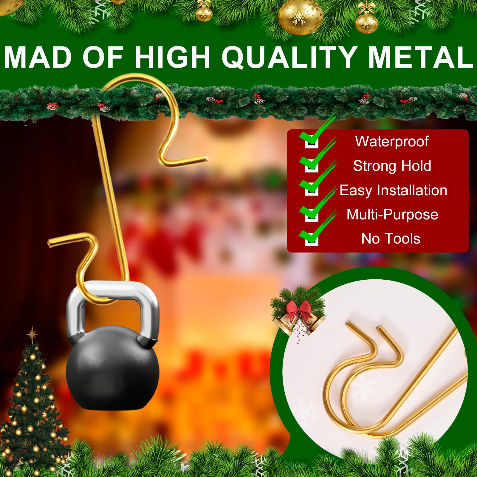150 Pcs Christmas Ornament Hooks - Heavy Duty Non-Slip Tree Hangers for Xmas Decorations, Includes Storage Box - Perfect for Holiday Decorating, Gift Wrapping & Party Decor