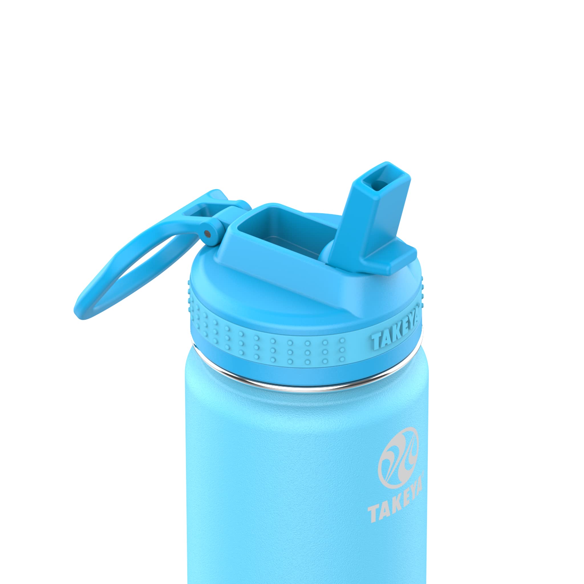 Takeya Actives Kids 14 oz Vacuum Insulated Stainless Steel Water Bottle with Straw Lid, Leak Proof & BPA Free, Atlantic Blue - Perfect for School, Sports & Outdoor Activities