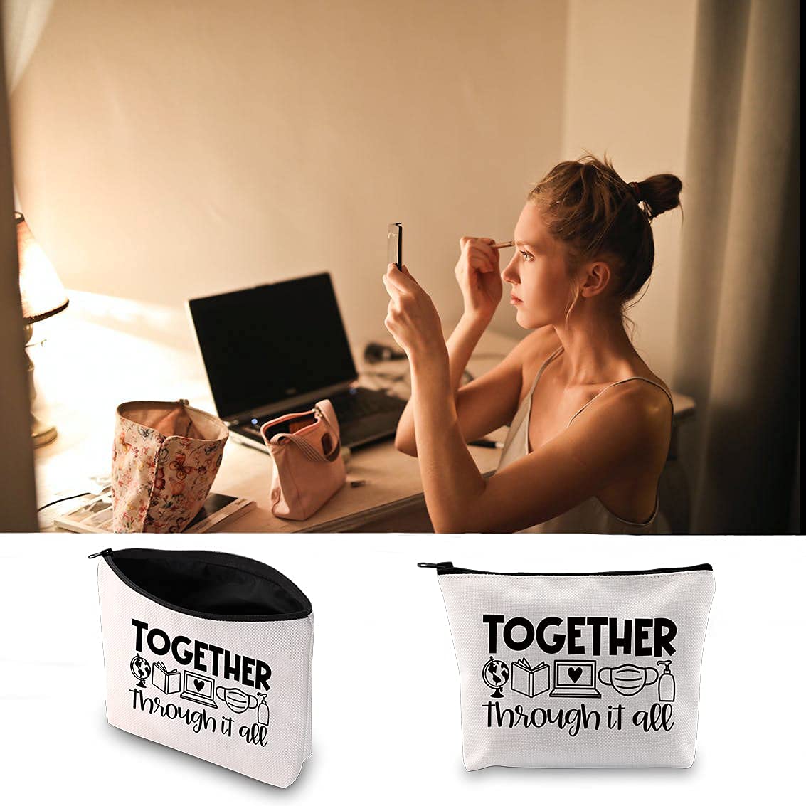 JXGZSO Teacher Appreciation Gift - Distance Learning Pouch & Makeup Bag for Educators - Perfect for School Supplies, Virtual Teaching Essentials & Everyday Use