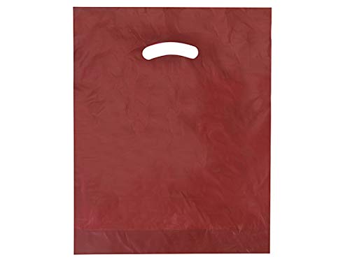 Premium Burgundy Super Gloss Merchandise Bags 12x15 Inches - 1.25 Mil Recycled Plastic Bags (Pack of 1000) for Retail, Boutique & Gift Packaging - WRAPS-SG1BU