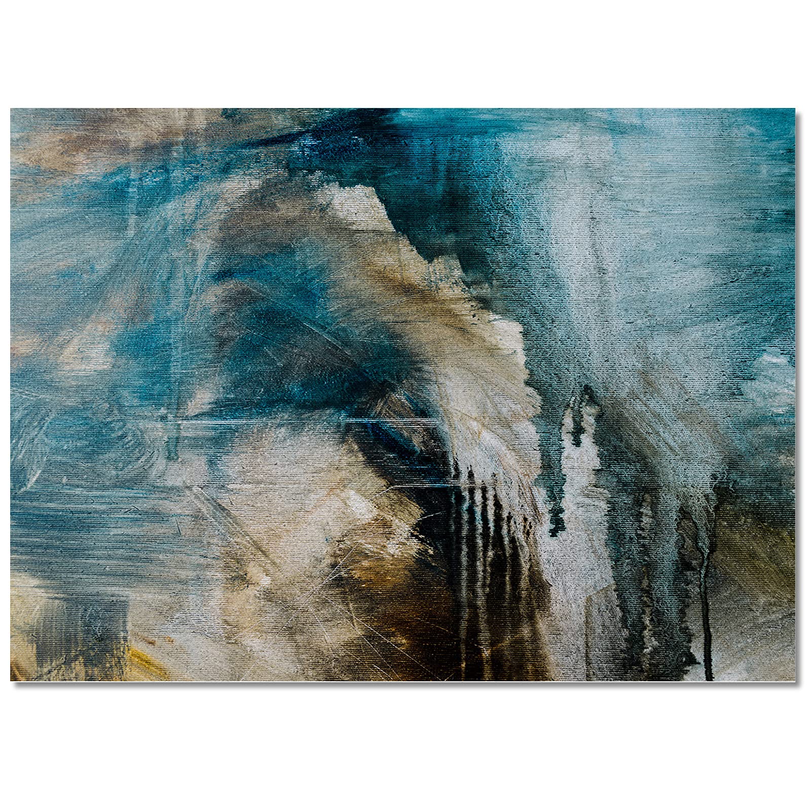 4' x 6' Non-Slip Area Rug - Ocean Turquoise Blue Gradient Abstract Art Carpet - Rectangle Floor Mat for Living Room, Bedroom & Office - Soft & Durable Home Decor