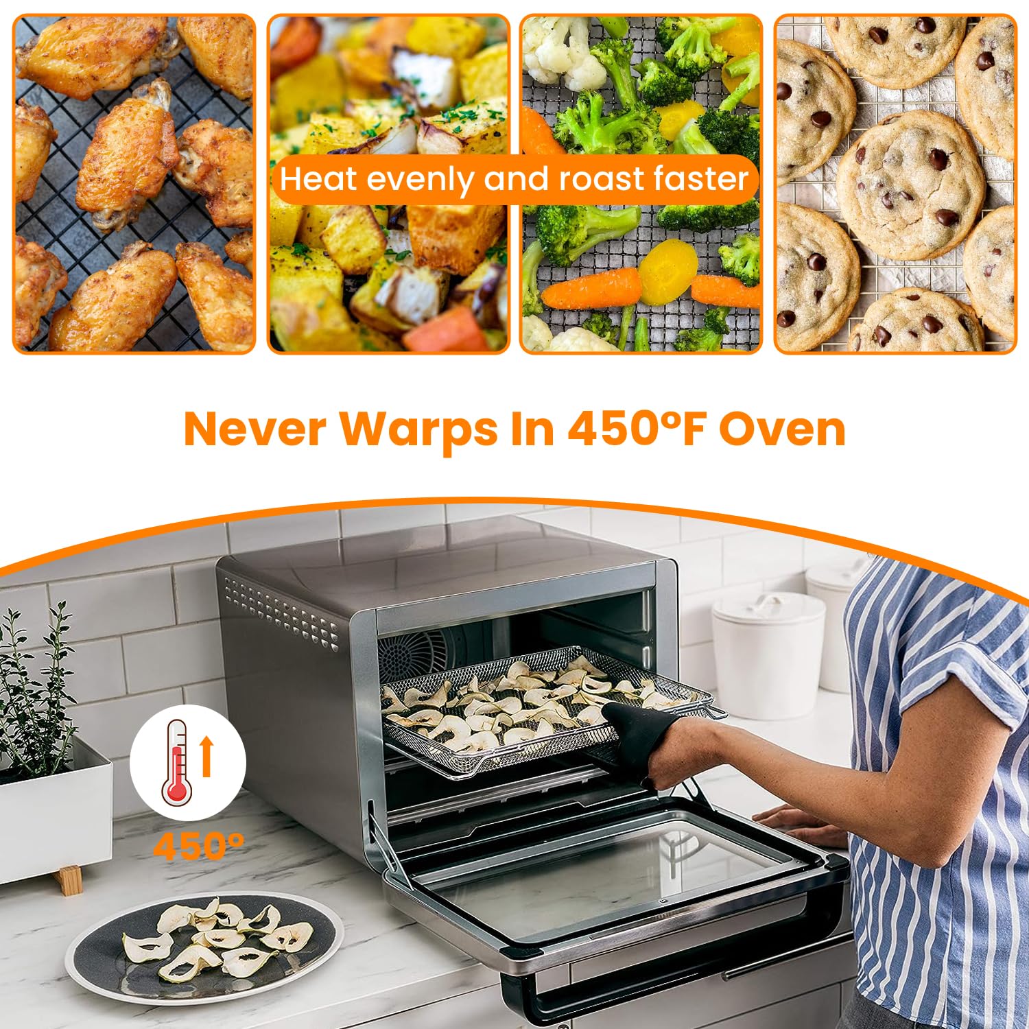 Original Replacement Air Fryer Basket & Baking Trays for Ninja DT201/DT251 Foodi Digital Air Fryer Oven - Stainless Steel Accessories | Perfect for Roasting, Baking & Air Frying Chicken Wings, Fries & Vegetables
