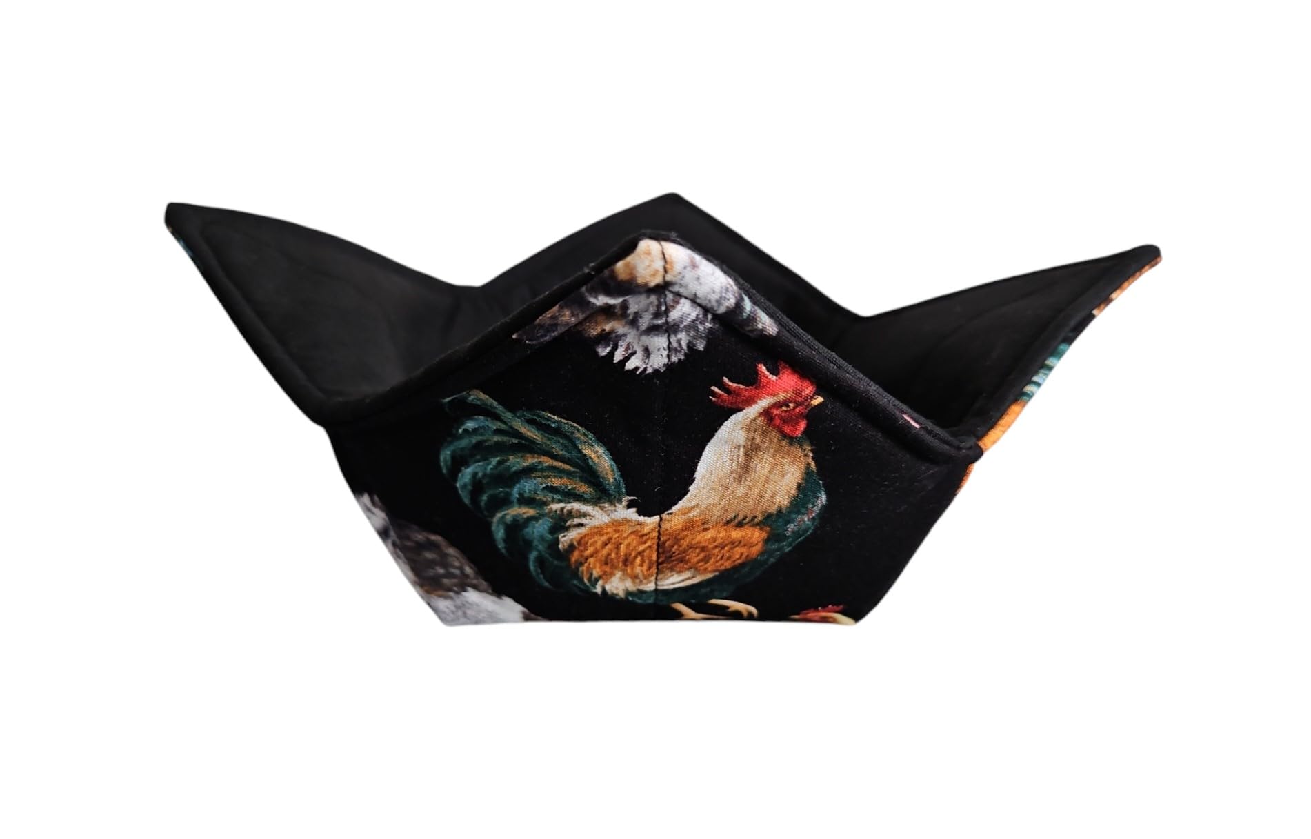 Microwave Safe Quilted Bowl Cozy for Soup & Hot Dishes - Insulated Bowl Holder for Roosters & Chickens Theme - Perfect Housewarming Gift & Kitchen Accessory - Great for Microwave Meals, Office Lunches & Cozy Family Dinners
