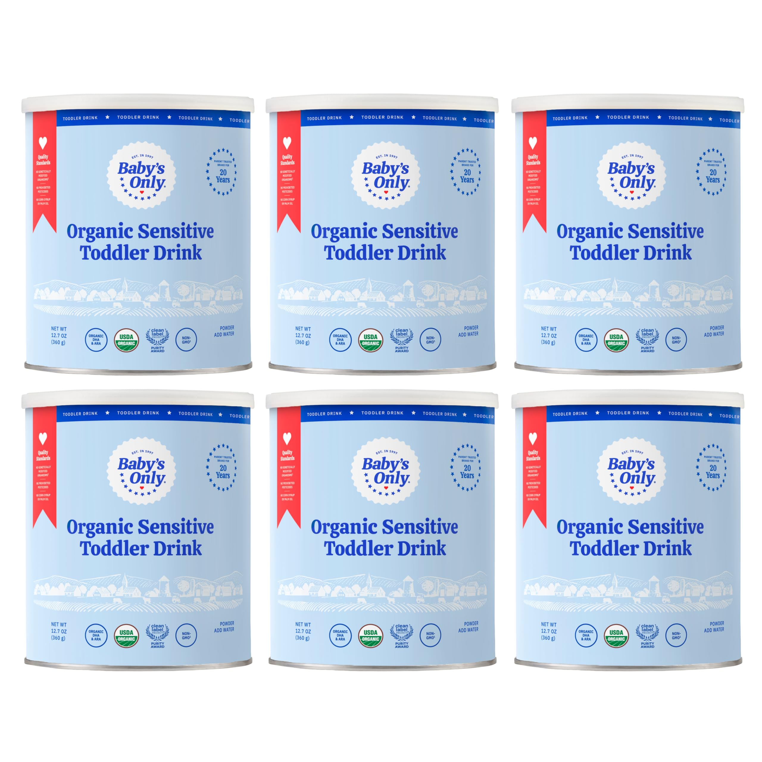 Organic LactoRelief Toddler Formula for Lactose Sensitive Babies 12+ Months - Soy & Dairy Free Milk Powder, 12.7oz (6 Pack) - Gentle Nutrition for Digestive Comfort, Daycare & Travel Feeding