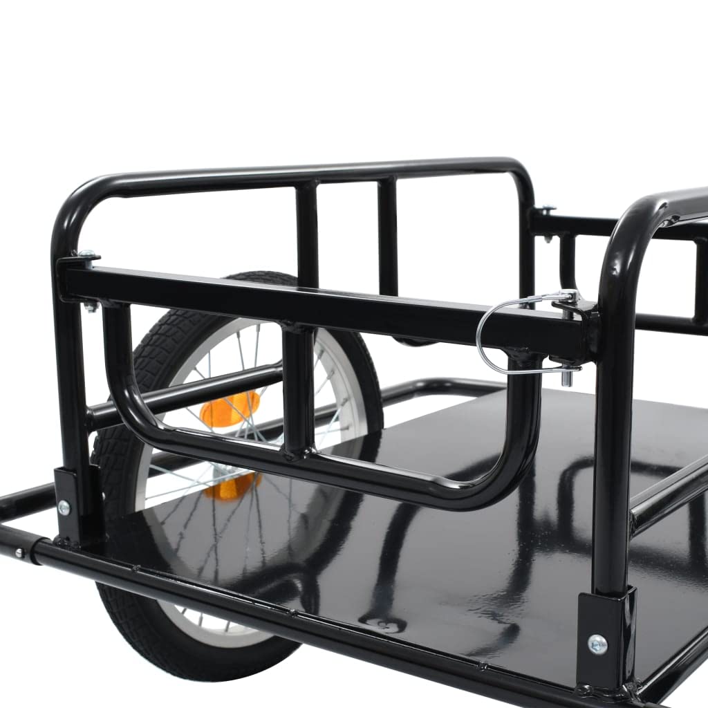 Heavy Duty Black Bike Cargo Trailer - Space Saving Bicycle Trailer for Transporting Plants, Groceries & Outdoor Gear | Perfect for Urban Commuting, Gardening & Camping Trips