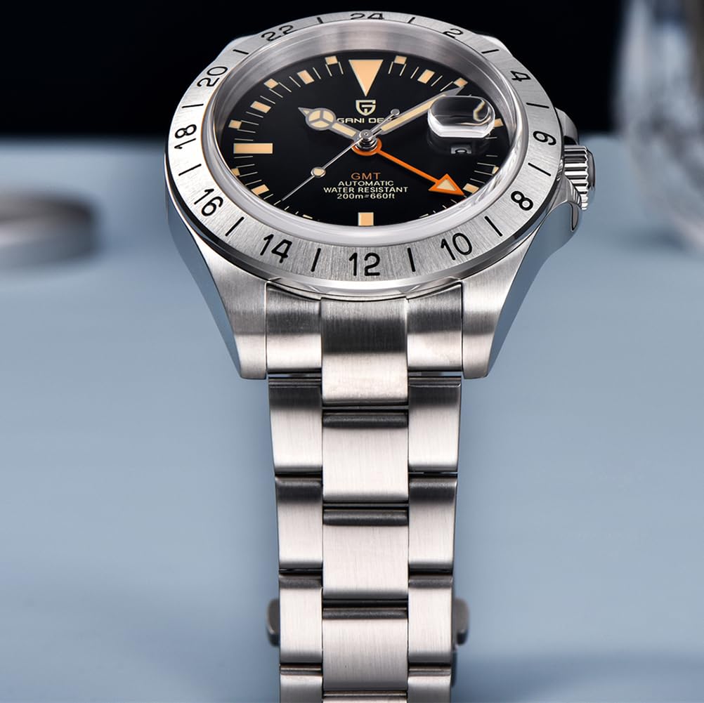 Pagani Design Men's GMT Automatic Self-Winding Mechanical Watch - Sapphire Crystal, Waterproof, Luminous - Perfect for Business, Travel & Outdoor Adventures