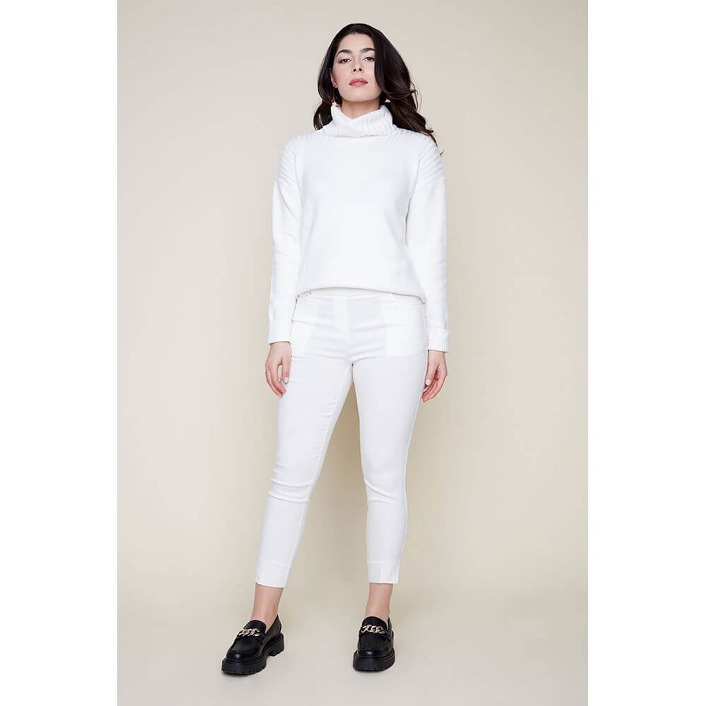 Renuar Woven Pants for Women - Comfortable High Waist Casual Trousers in Cream | Perfect for Office, Travel & Everyday Wear