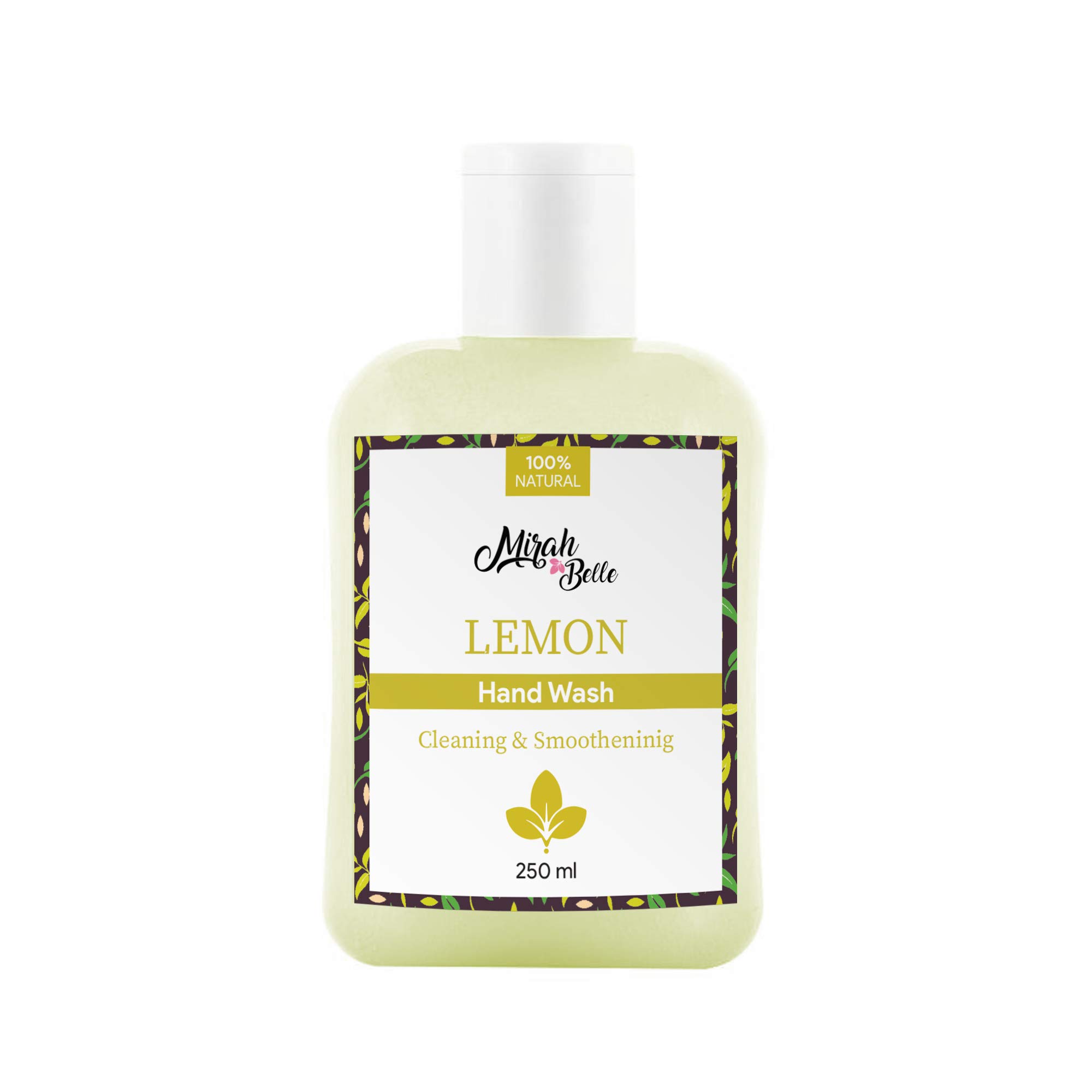 Mirah Belle Lemon Hand Wash (250 ml) - Natural, Vegan, Cruelty-Free & FDA Approved - Sulfate & Paraben Free - Gentle for Men, Women & Family - Refreshing Citrus Scent for Kitchen, Bathroom & Office Use