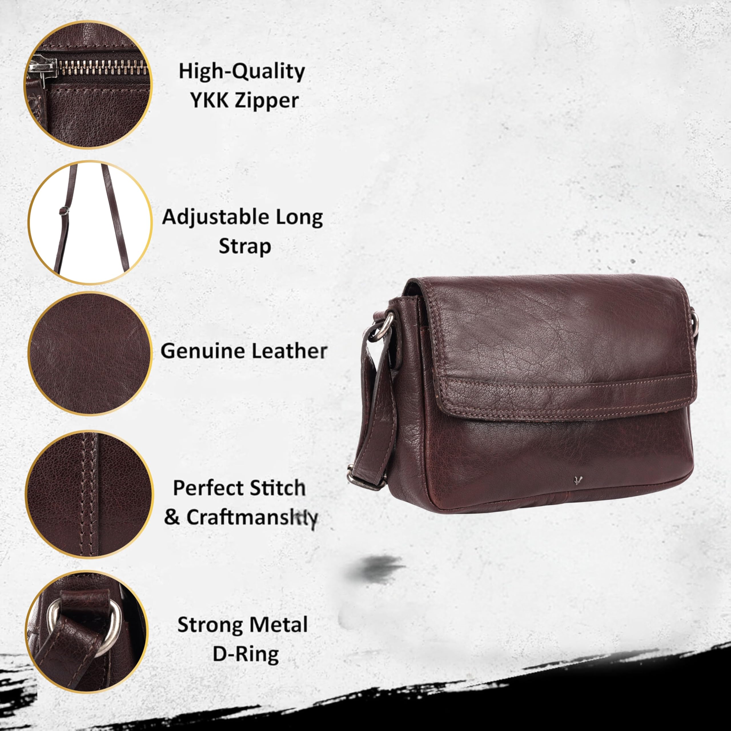 Genuine Leather Crossbody Sling Bag for Women - Adjustable Strap Fashion Shoulder Purse - Perfect for Work, Travel & Everyday Use