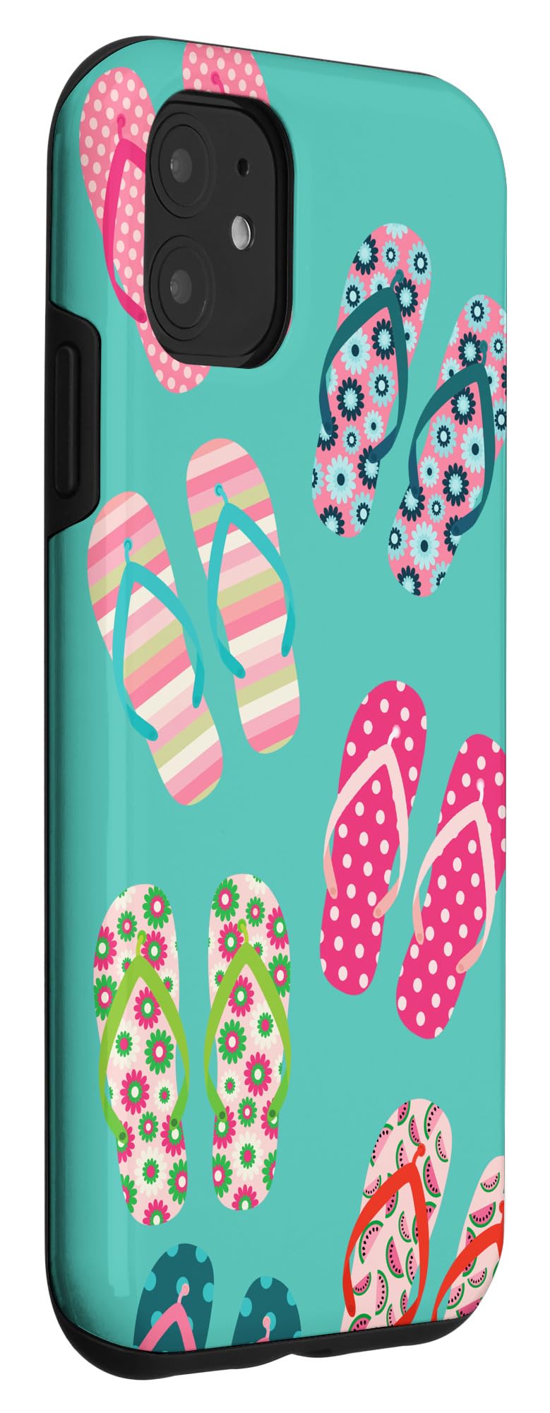 iPhone 11 Summer Phone Case - Colorful Flip Flop Sandal Design Protective Cover | Perfect for Beach Vacations, Pool Parties & Summer Outings