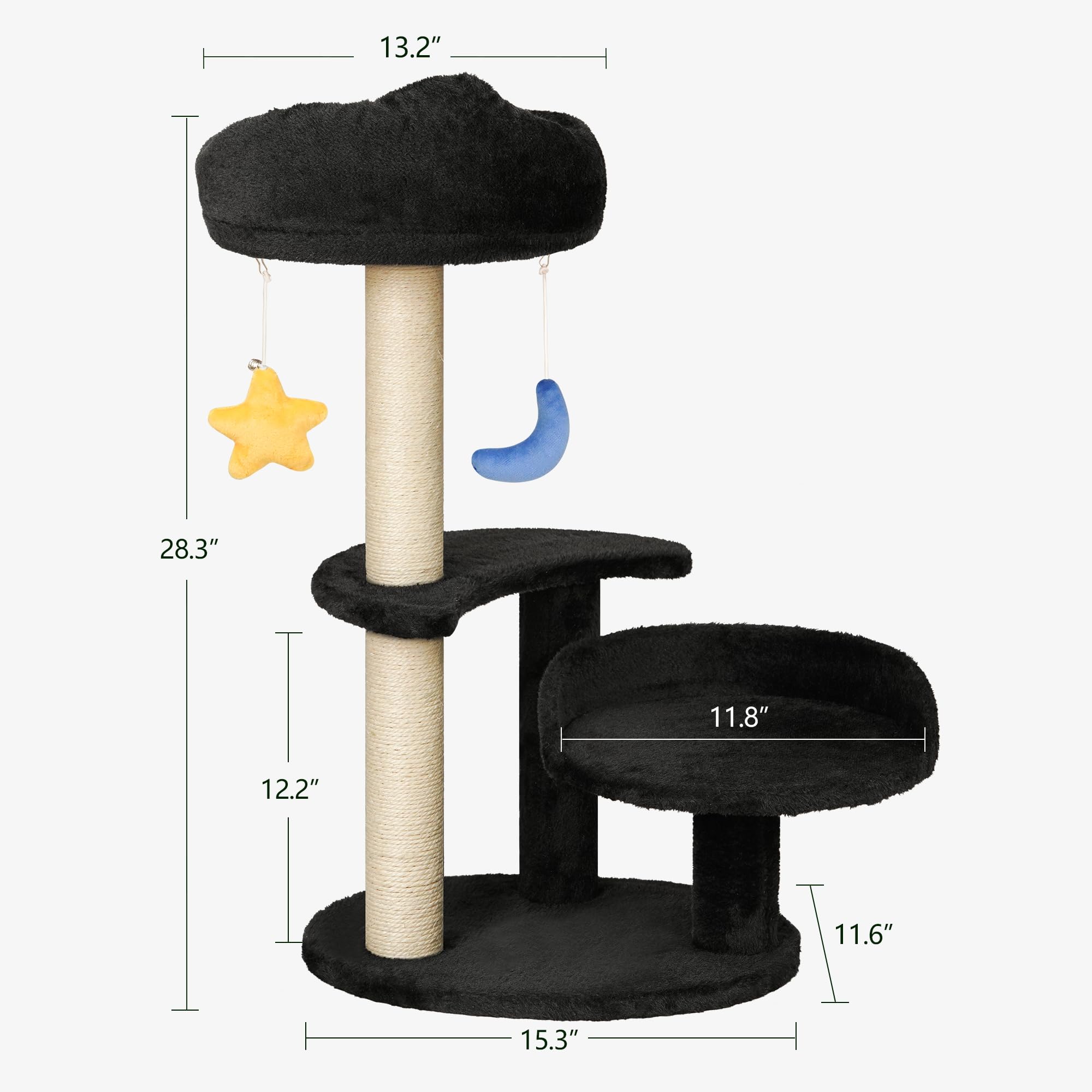 Premium Cloud Cat Tree for Indoor Cats - Multi-Level Kitten Tower with Scratching Post, Cozy Bed & Dangling Toys (15.4