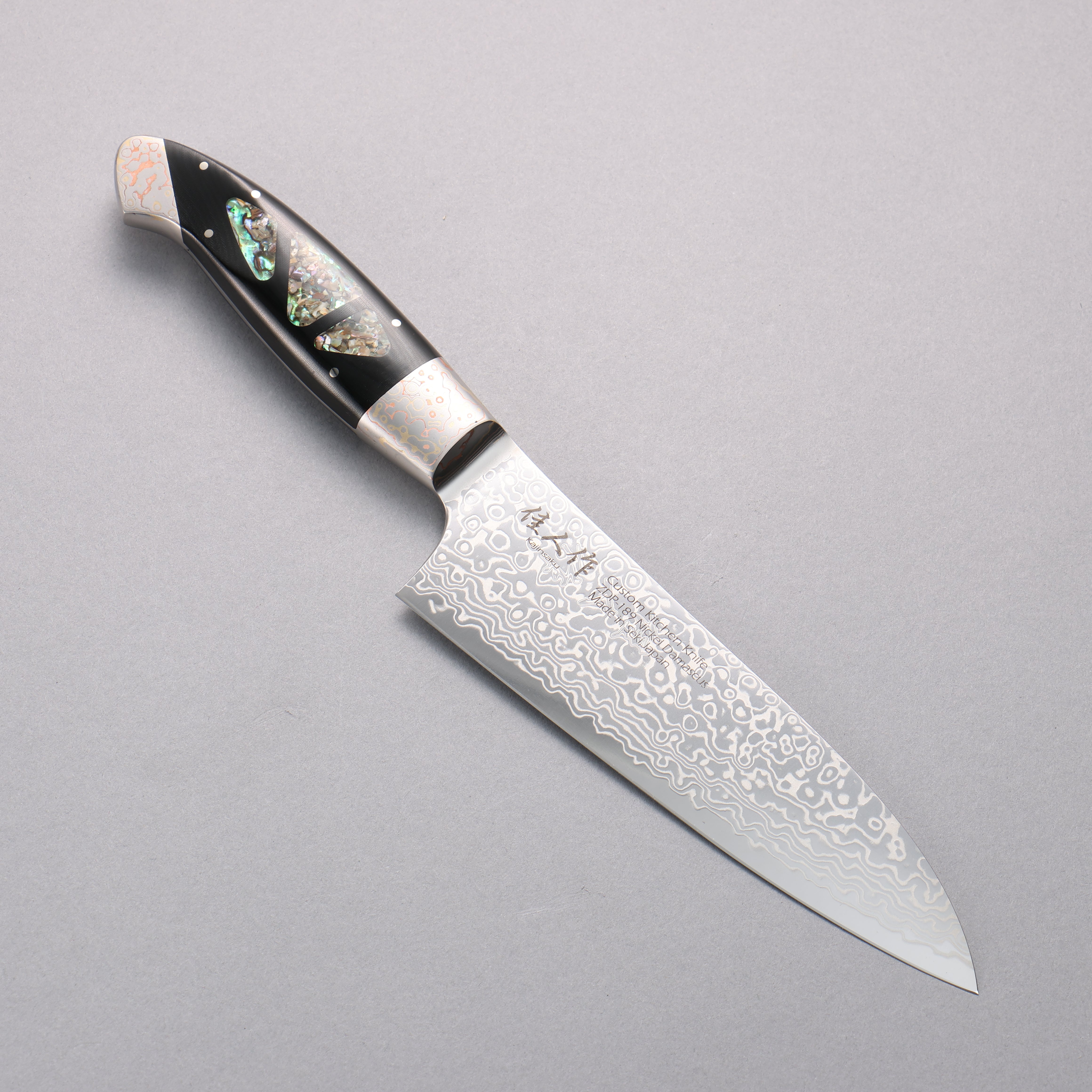 Premium ZDP-189 Damascus Santoku Knife 165mm with Abalone Inlay Handle - Japanese Kitchen Knife for Professional Chefs & Home Cooking, Perfect for Slicing, Dicing & Precision Cutting