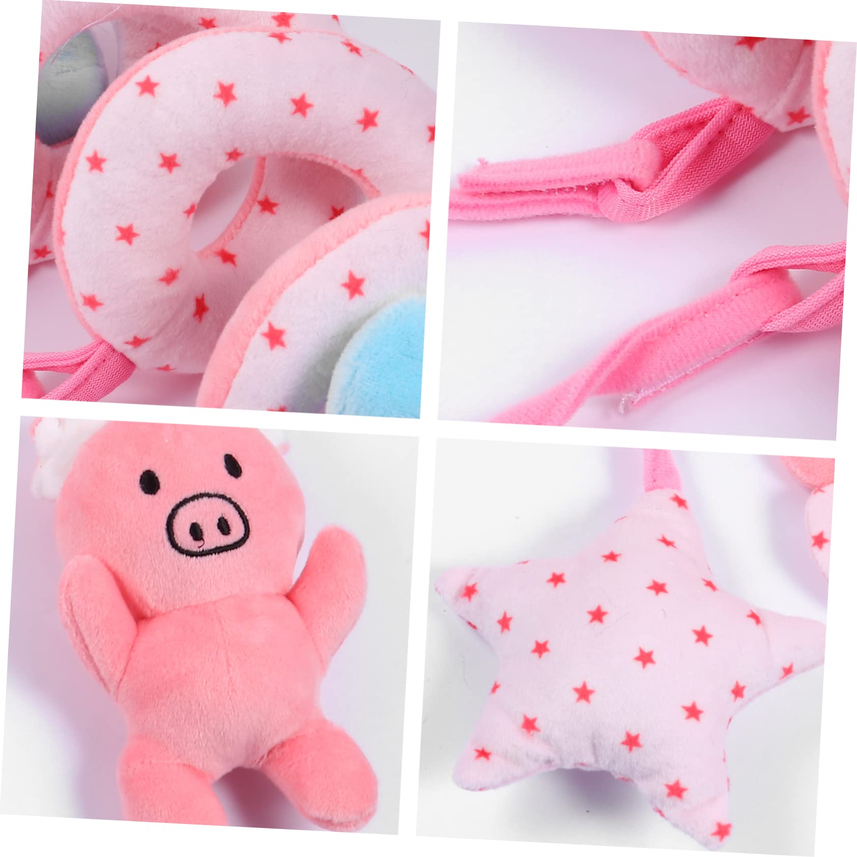 CORHAD Soft Plush Stroller Hanging Toy for Babies & Toddlers - Pink Short Stuffed Animal Crib Toy for Newborns, Infants - Perfect for Strollers, Car Seats & Nursery Decor