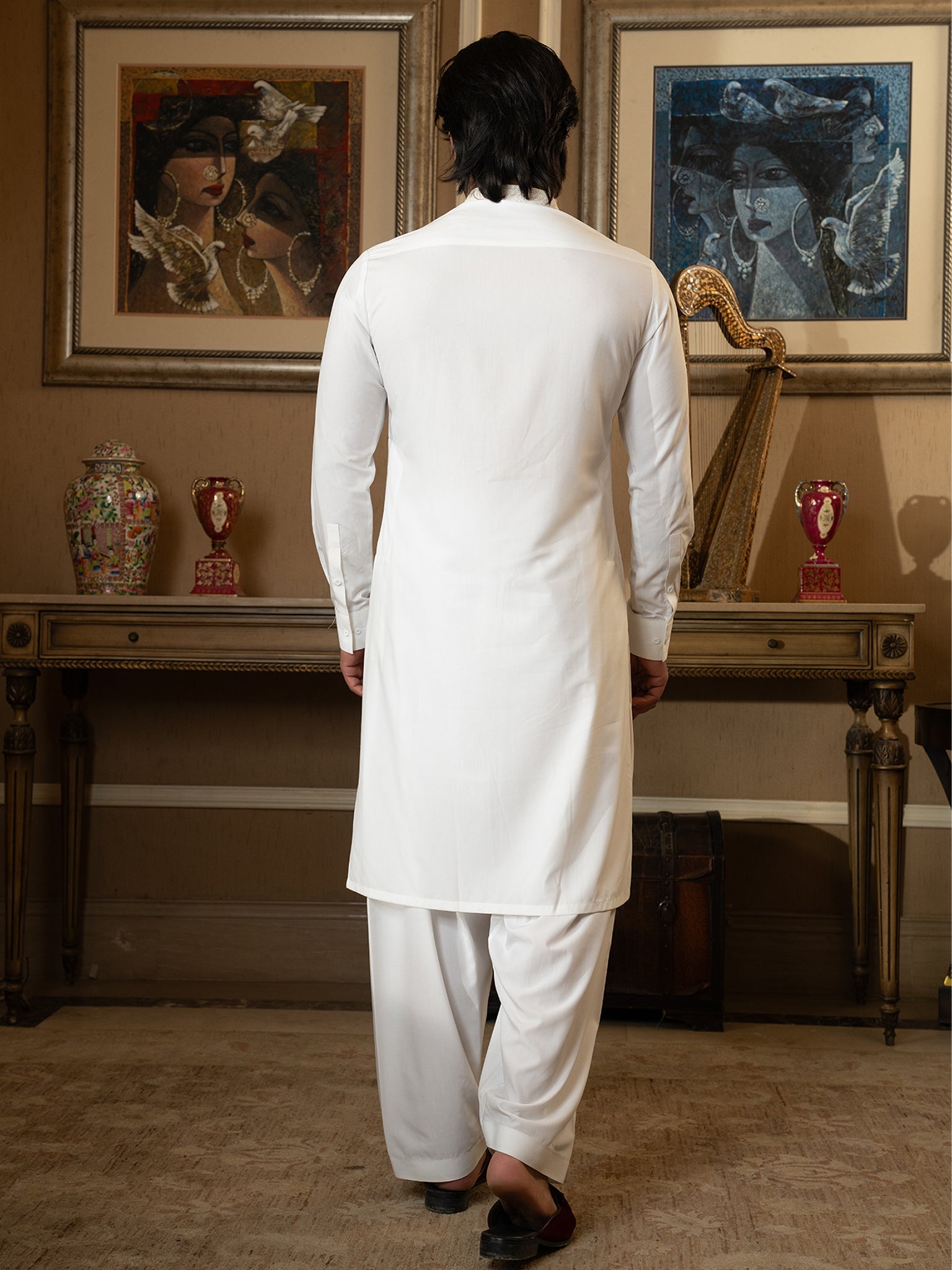 Blended Stripes Blane De Blane Kurta Trouser by J. Junaid Jamshed - Stylish Ethnic Wear for Men - Perfect for Festivals, Weddings & Special Occasions