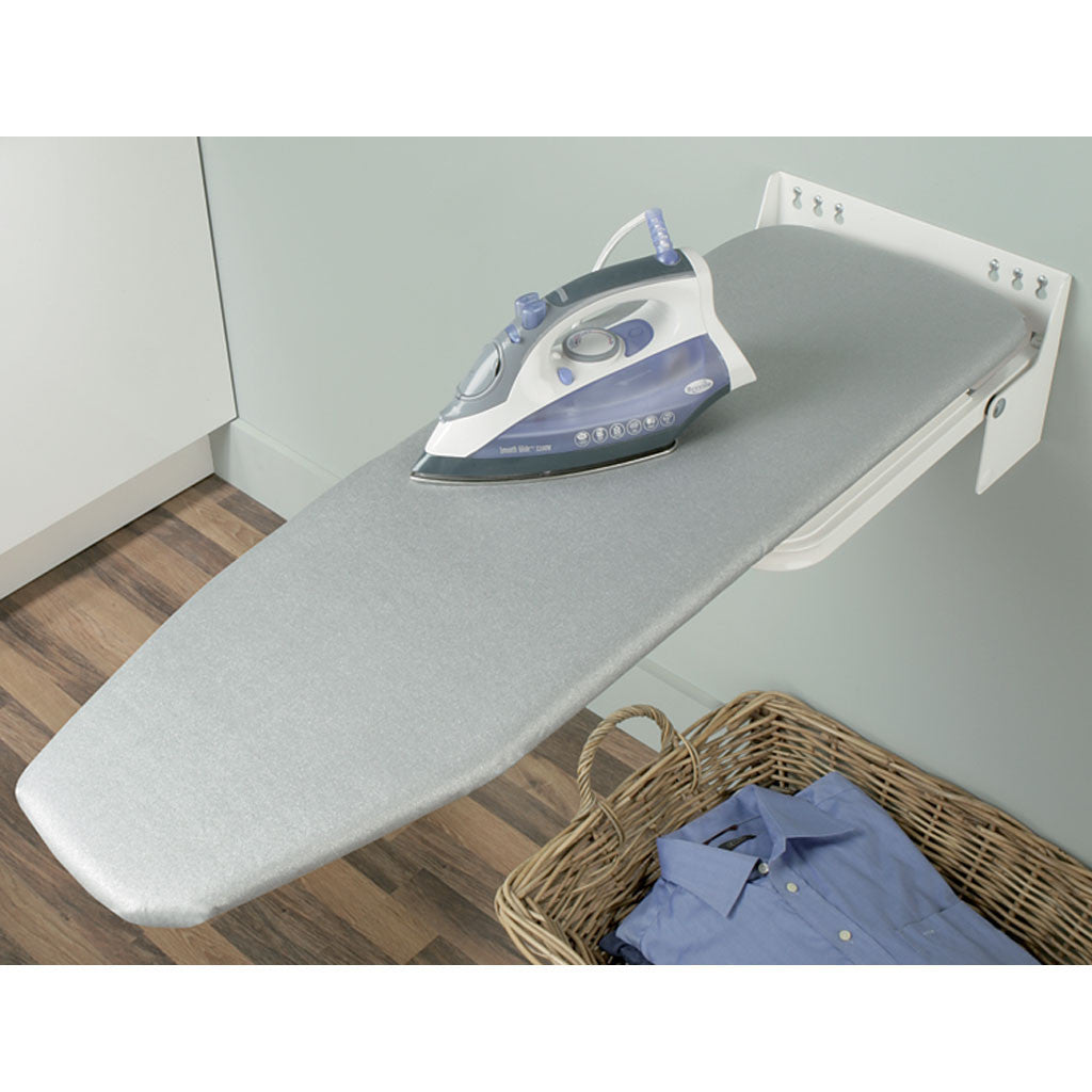 Ironfix Wall Mounted Ironing Board - Space Saving Foldable Iron Board with Sturdy Metal Frame for Home Laundry Room, Bedroom or Closet - Perfect for Small Apartments & Tight Spaces