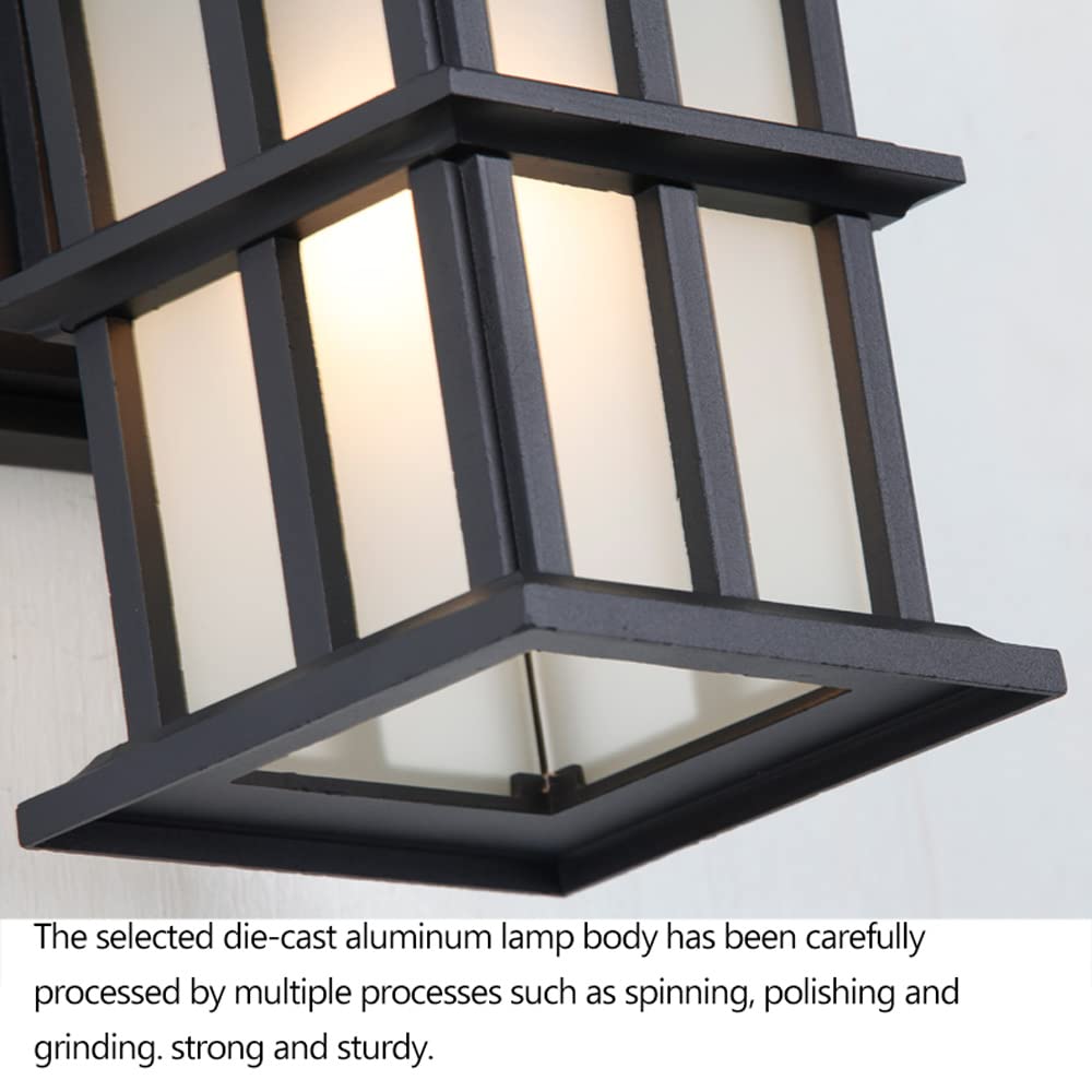 11.4in Black Aluminum Outdoor Wall Sconce with Glass Shade - IP65 Waterproof Porch Light Fixture for Garage, Patio & Exterior Walls - Durable Weatherproof Lighting for Outdoor Entryways, Pathways & Backyards